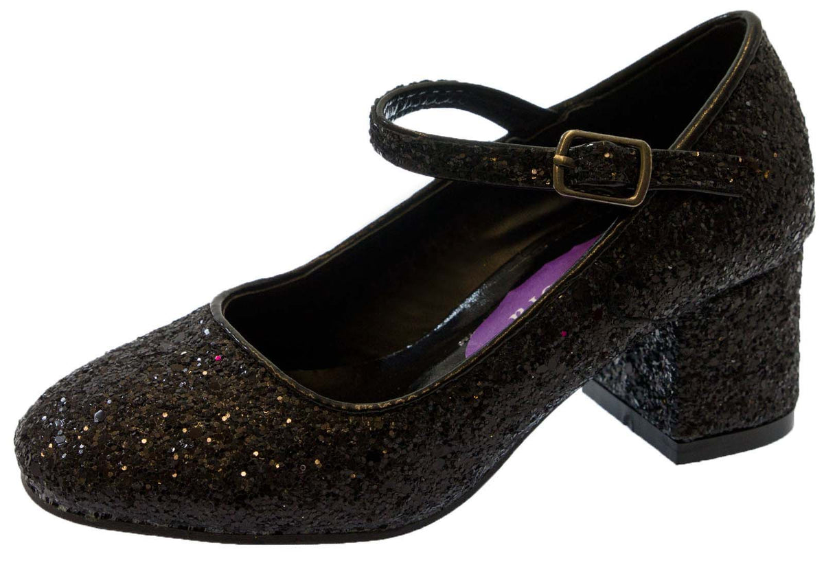Girls Faux Leather Low Block Heel Party Shoes Mary Jane Kids Wedding Prom Size
