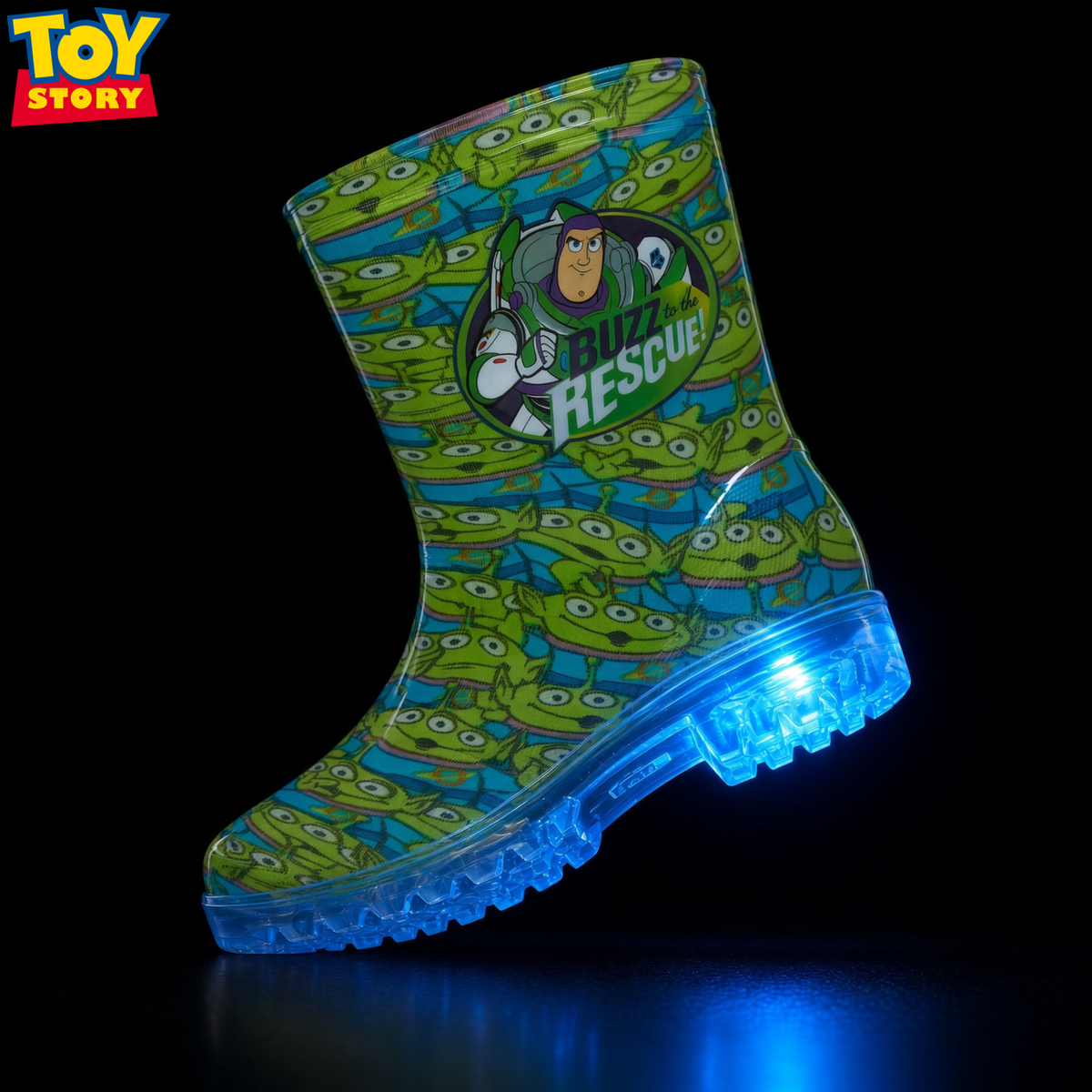 Disney Toy Story Light Up Wellington Boots Kids Buzz Aliens Rain Snow Wellies