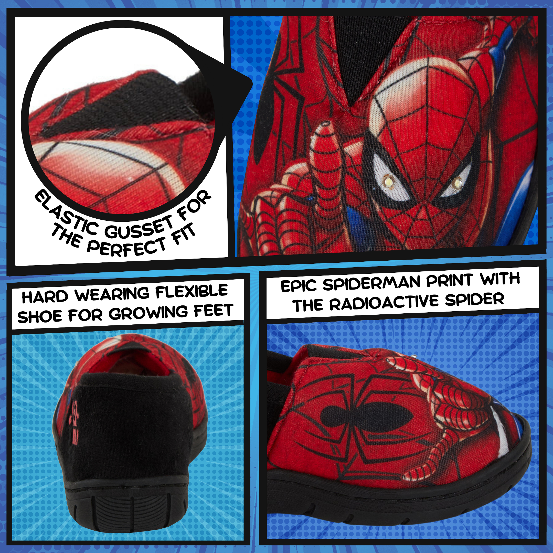 Boys Spiderman Light Up Flashing Slippers Kids Marvel Mule Nursery House Shoes