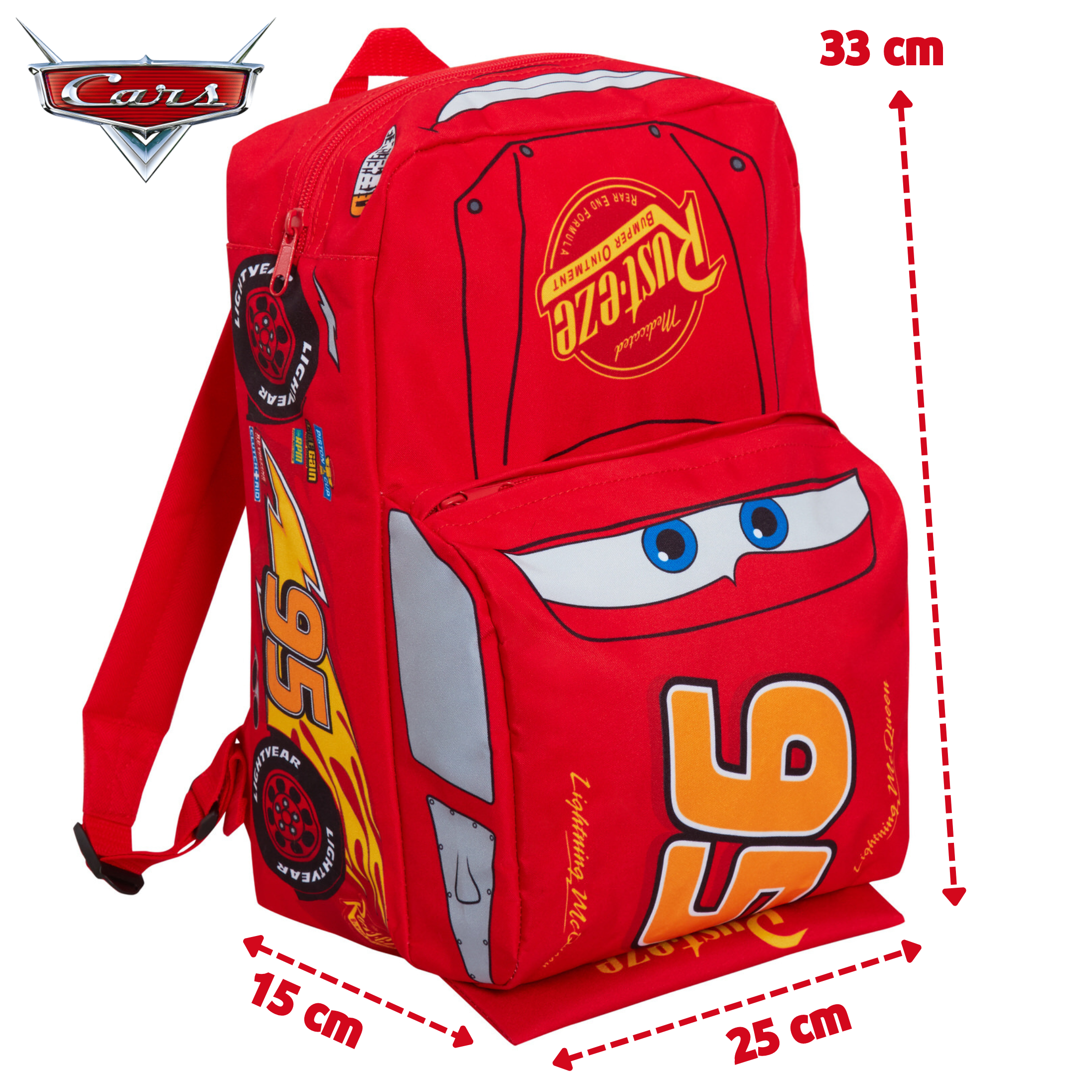 Disney Cars Boys 3D Backpack Kids Lightning McQueen School Lunch Bag Rucksack Red 95