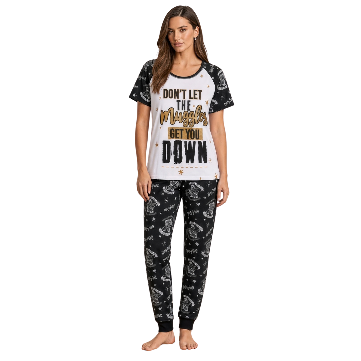 Womens Harry Potter Pyjamas Ladies Muggles Hogwarts PJs T-Shirt + Lounge Pants