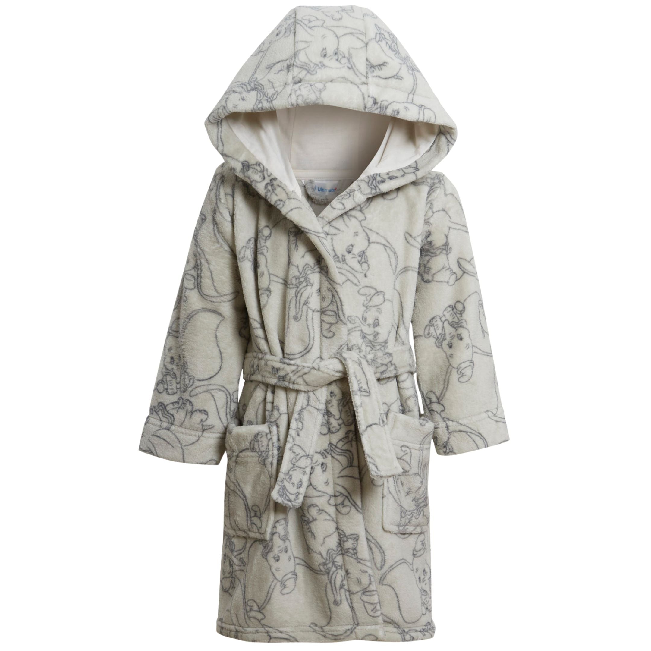 Disney Dumbo Baby Boys Baby Girls Dressing Gown Unisex Grey Elephant Bath Robe