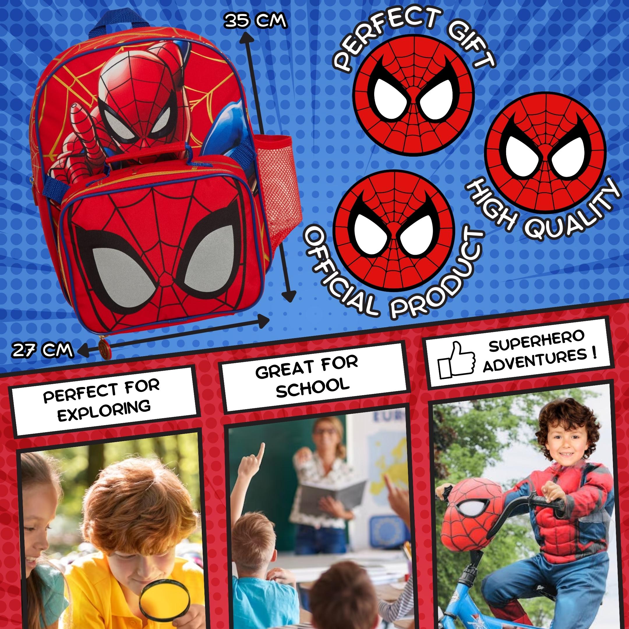 Spiderman Backpack With Cool Lunch Bag Bottle Holder School Matching 2 Piece Set
