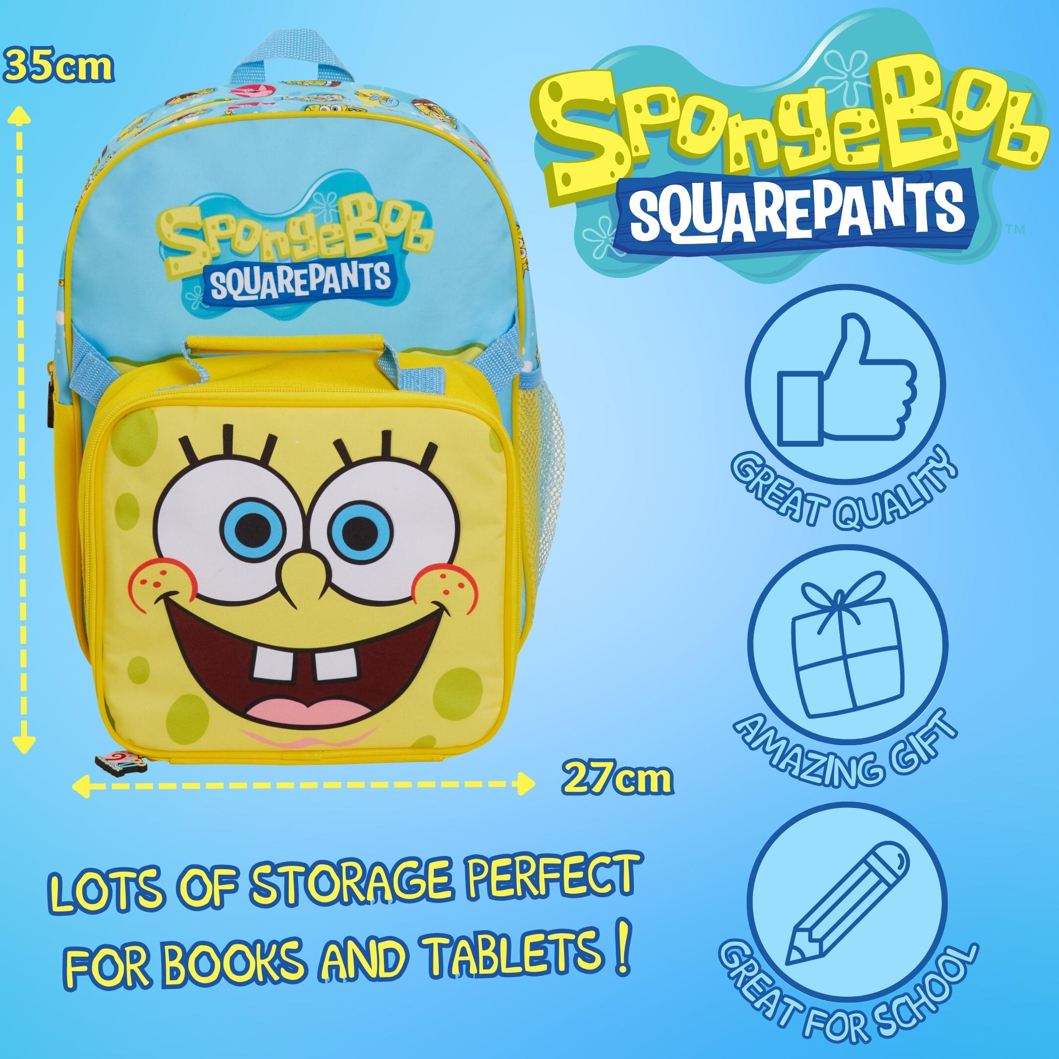 SpongeBob SquarePants Backpack + Detachable Lunch Bag Boys Girls School Rucksack