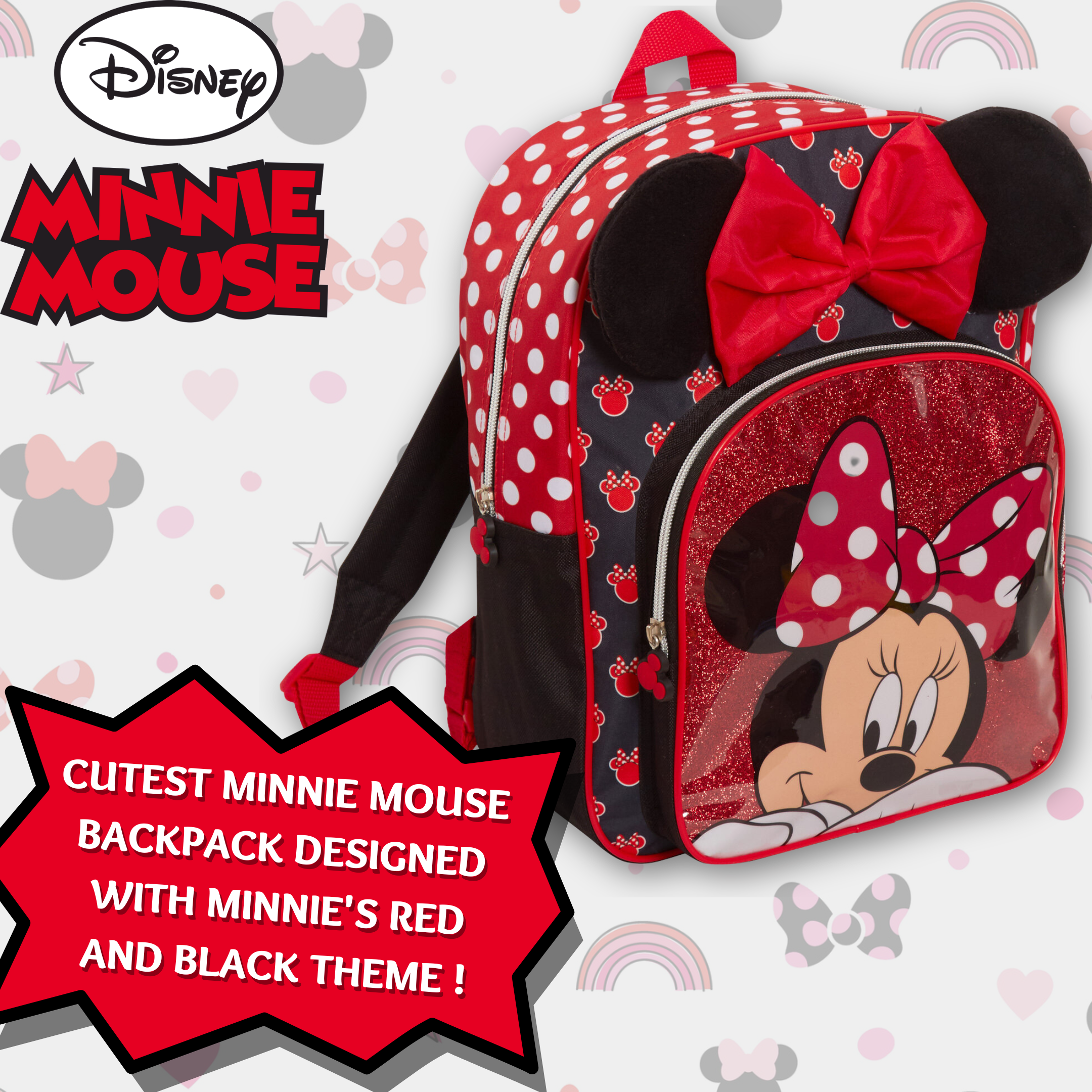 Minnie Mouse Girls Backpack Kids Disney School Nursery Rucksack Lunch Book Bag