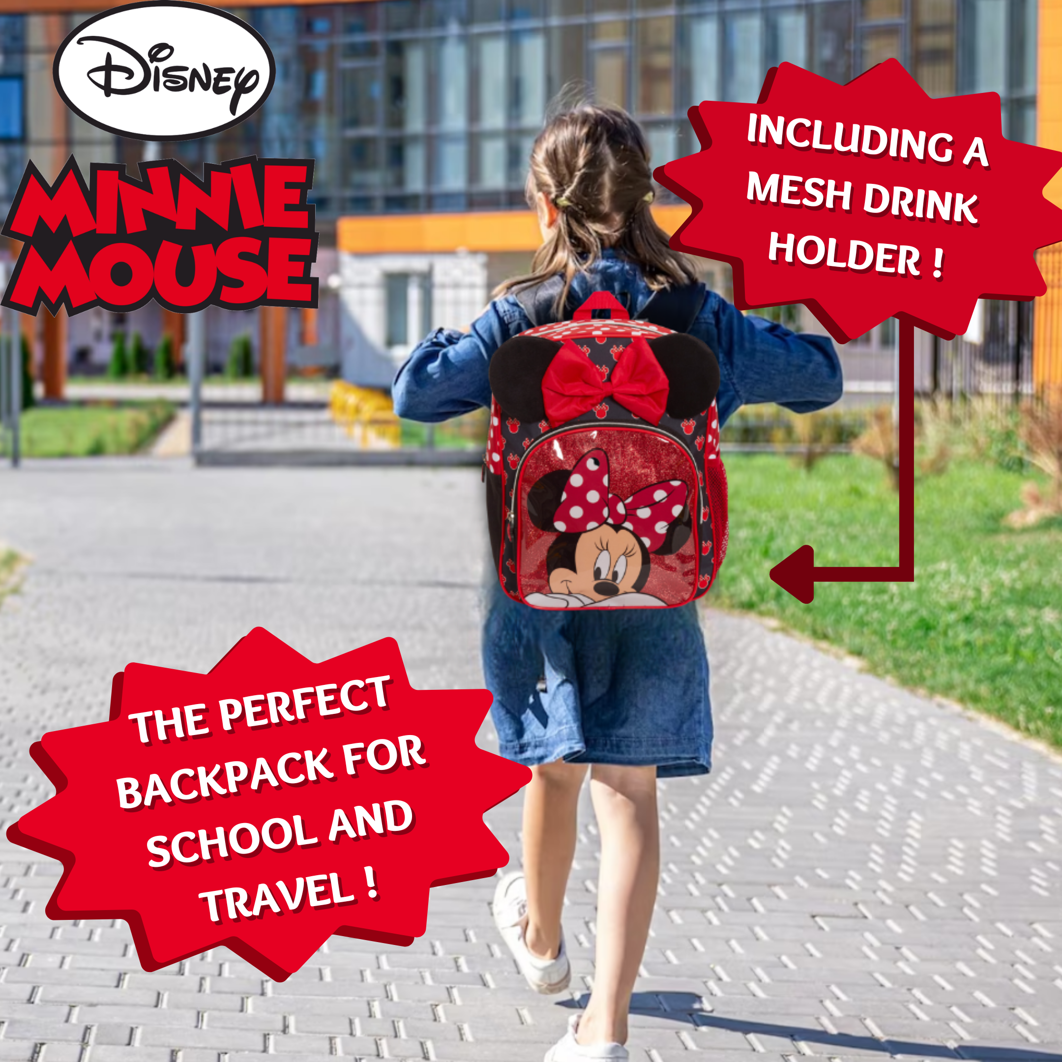 Minnie Mouse Girls Backpack Kids Disney School Nursery Rucksack Lunch Book Bag