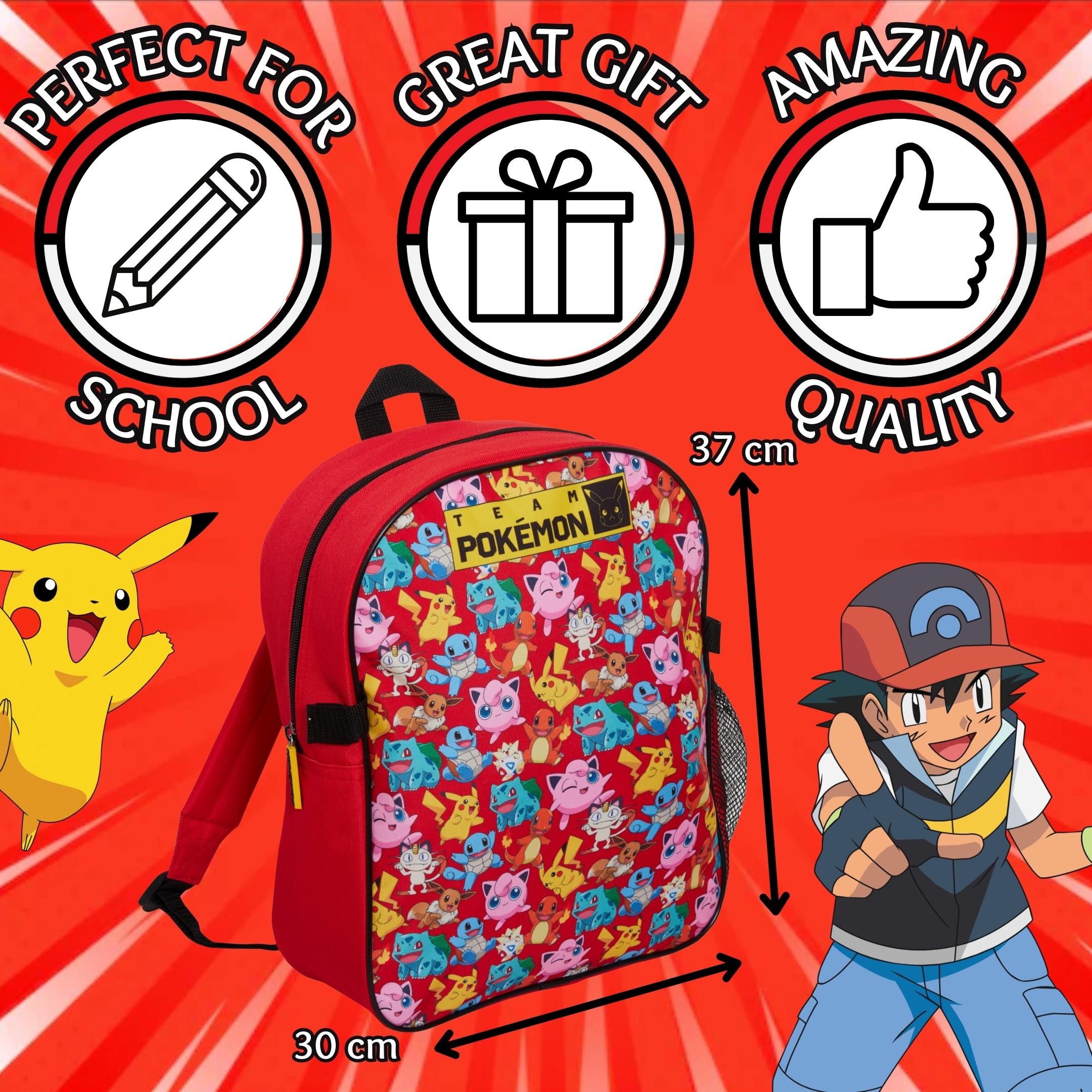 Pokemon Backpack + Detachable Lunch Bag Boys Girls Back To School Poke Ball Bag