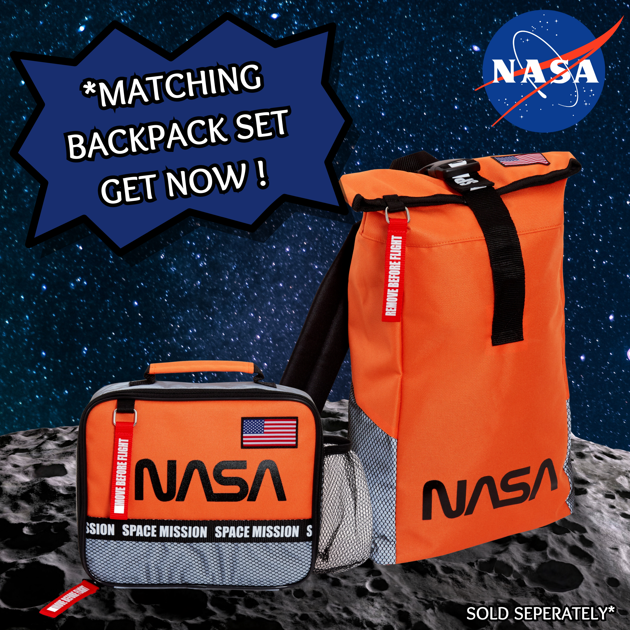 NASA Lunch Bag For Boys Space Insulated Lunch Box Astronaut School Cooler Bag