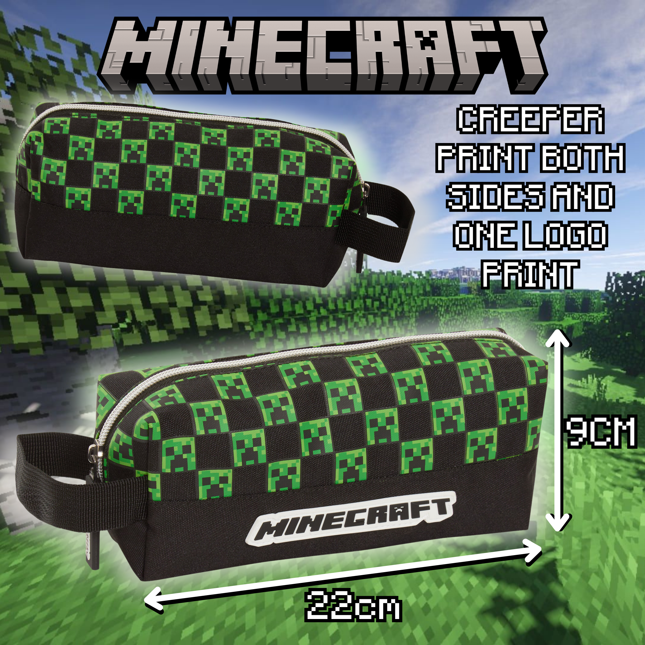 Minecraft Pencil Case Kids Creeper Gaming Accessory Minecraft Toiletries Bag