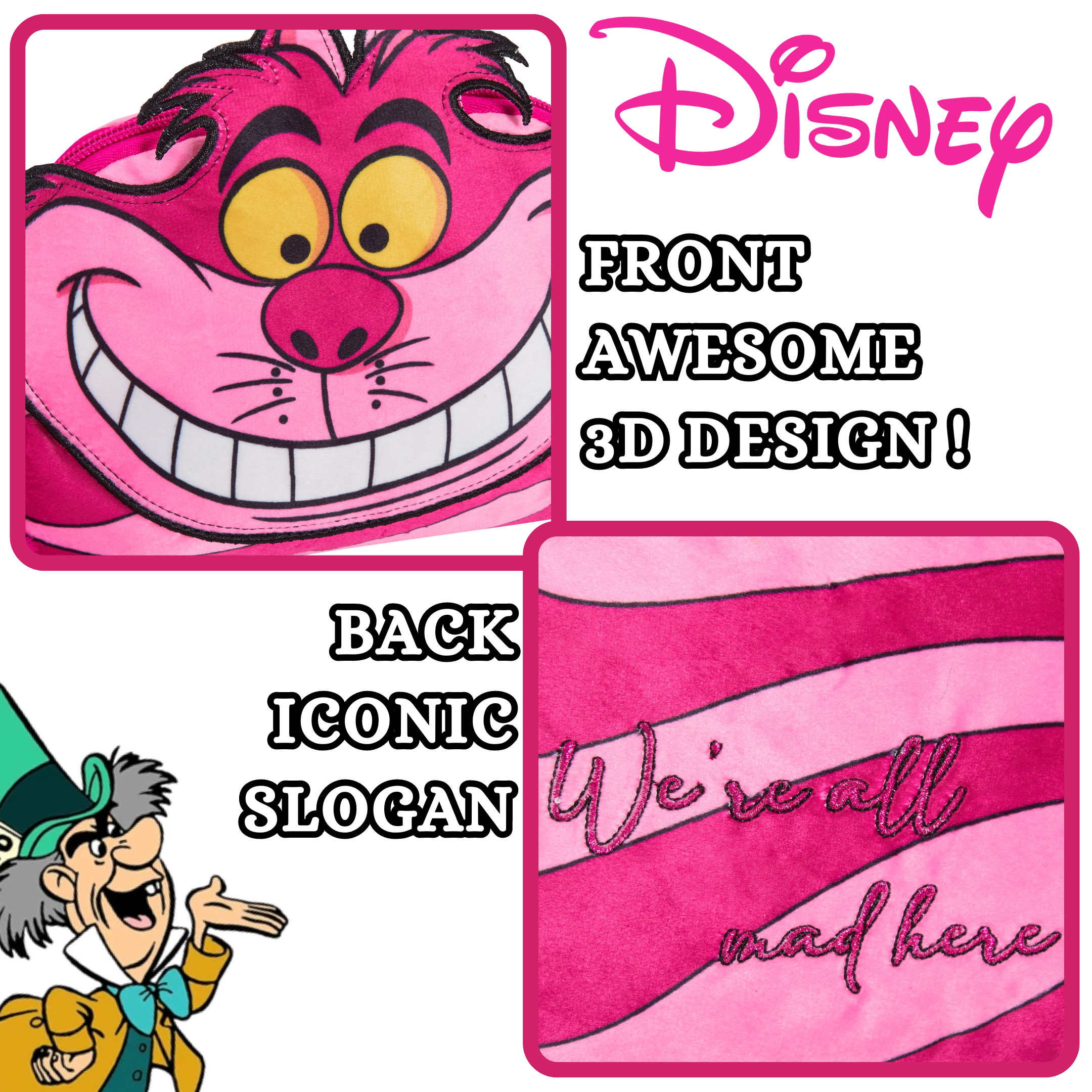 Cheshire Cat Make Up Bag for Women Disney Cosmetic Toiletries Bag Pencil Case
