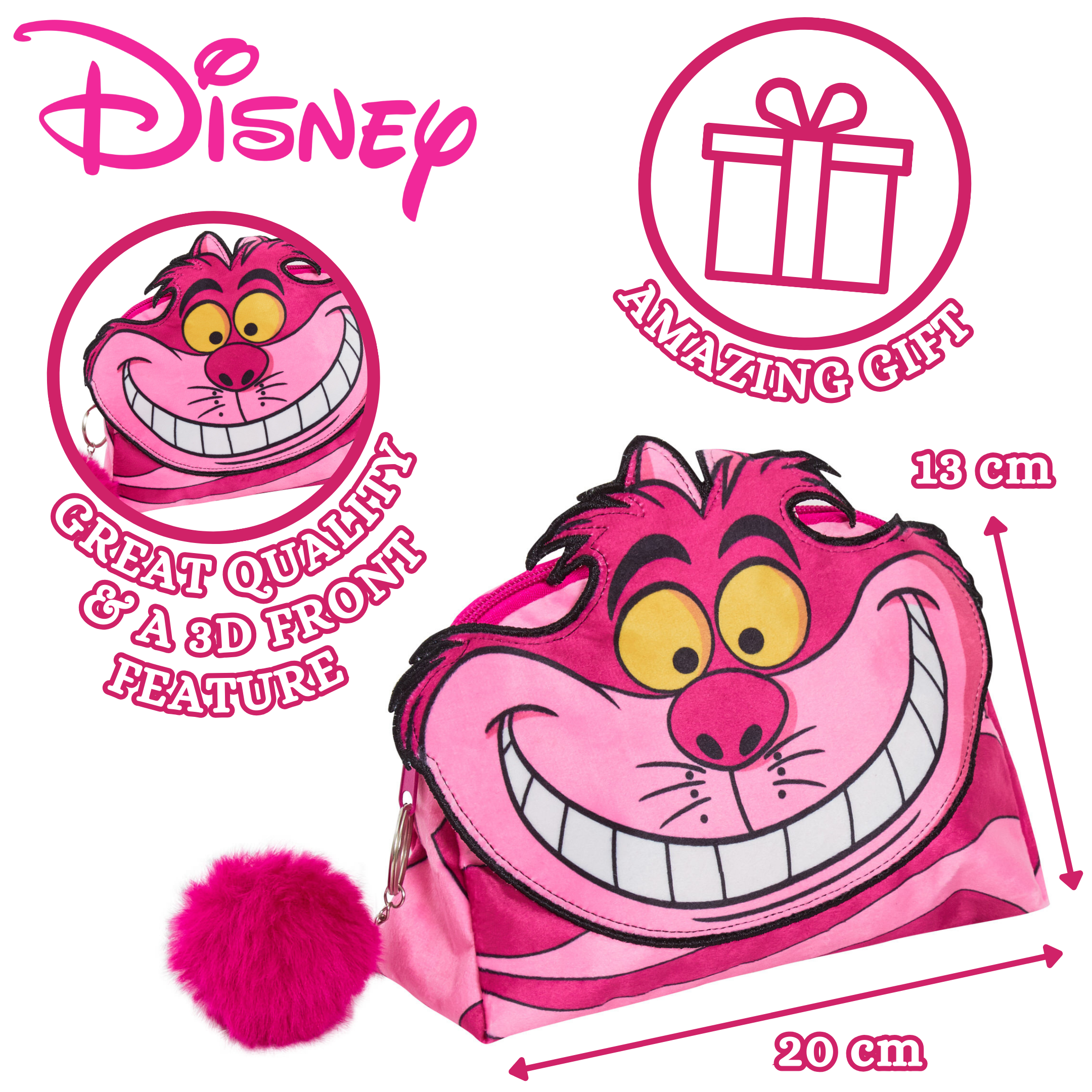 Cheshire Cat Make Up Bag for Women Disney Cosmetic Toiletries Bag Pencil Case