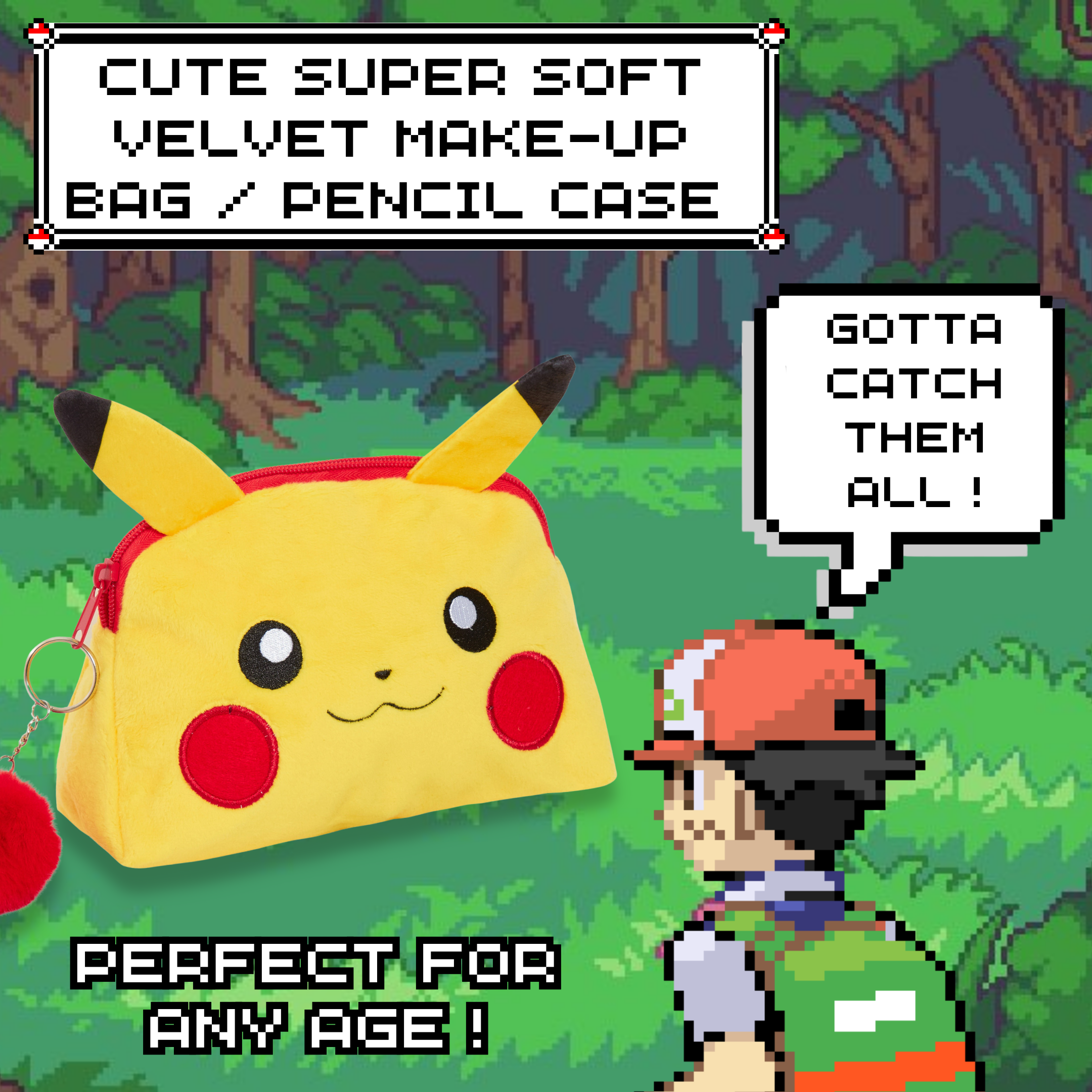 Pokemon Toiletry Bag Pikachu Plush Cosmetic Bag Pikachu Pencil Case Make Up Bag