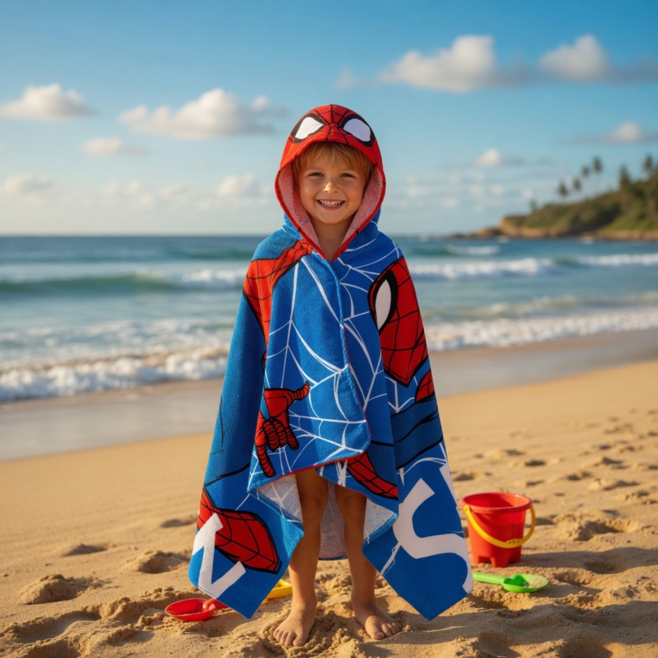 Spiderman Hooded Towel Avengers Poncho Kids Beach Towel Bath Towel Swimming Wrap