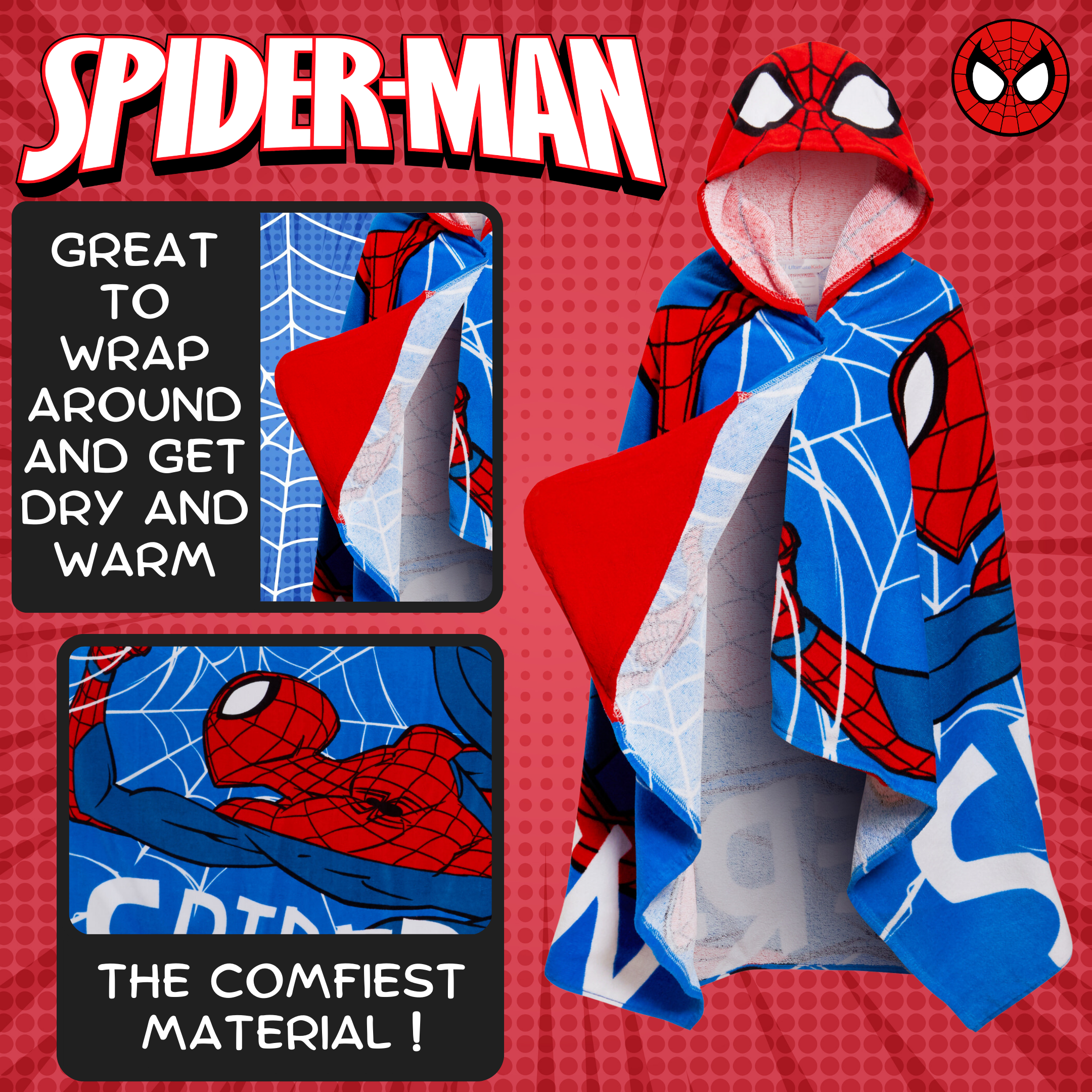 Spiderman Hooded Towel Avengers Poncho Kids Beach Towel Bath Towel Swimming Wrap