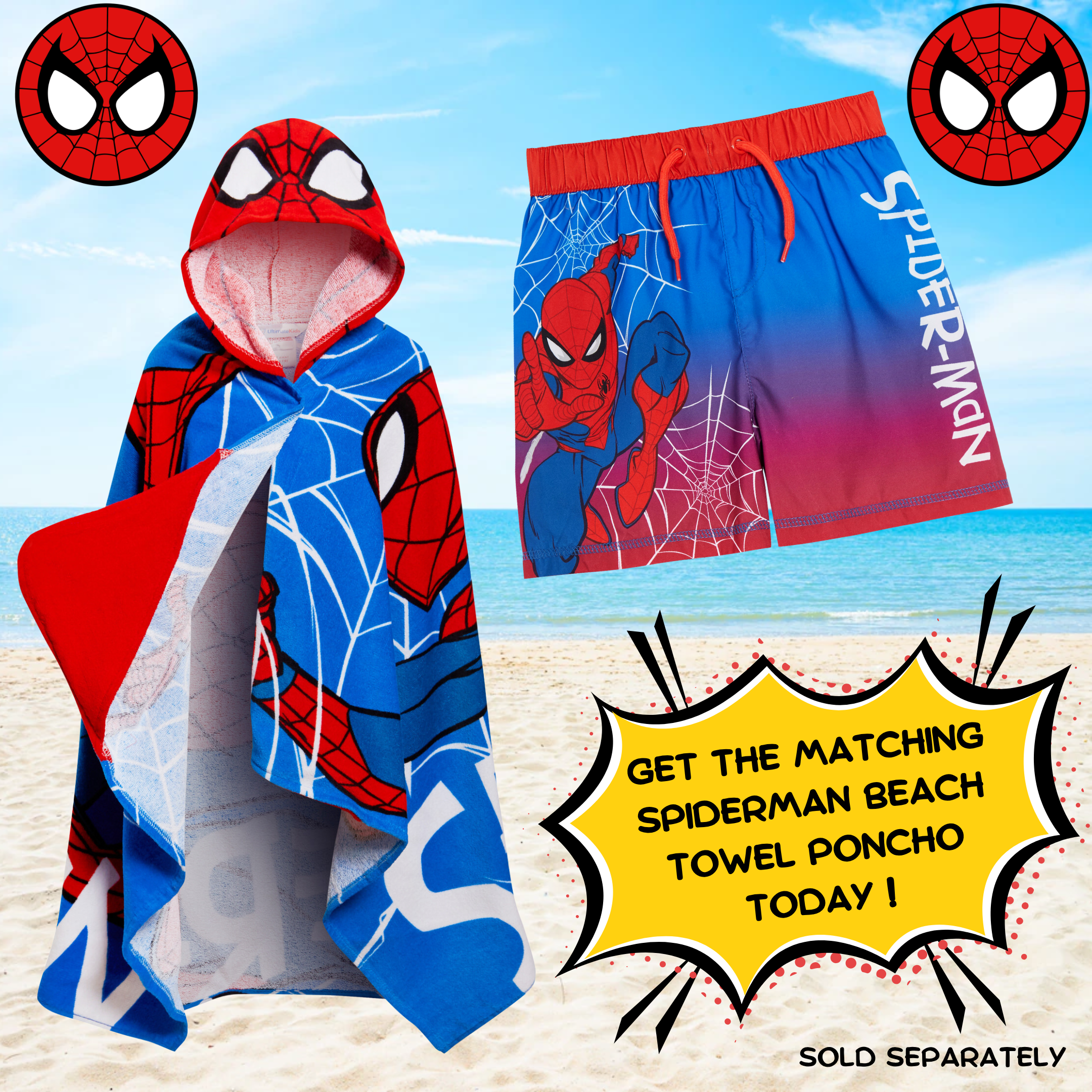 Spiderman Hooded Towel Avengers Poncho Kids Beach Towel Bath Towel Swimming Wrap