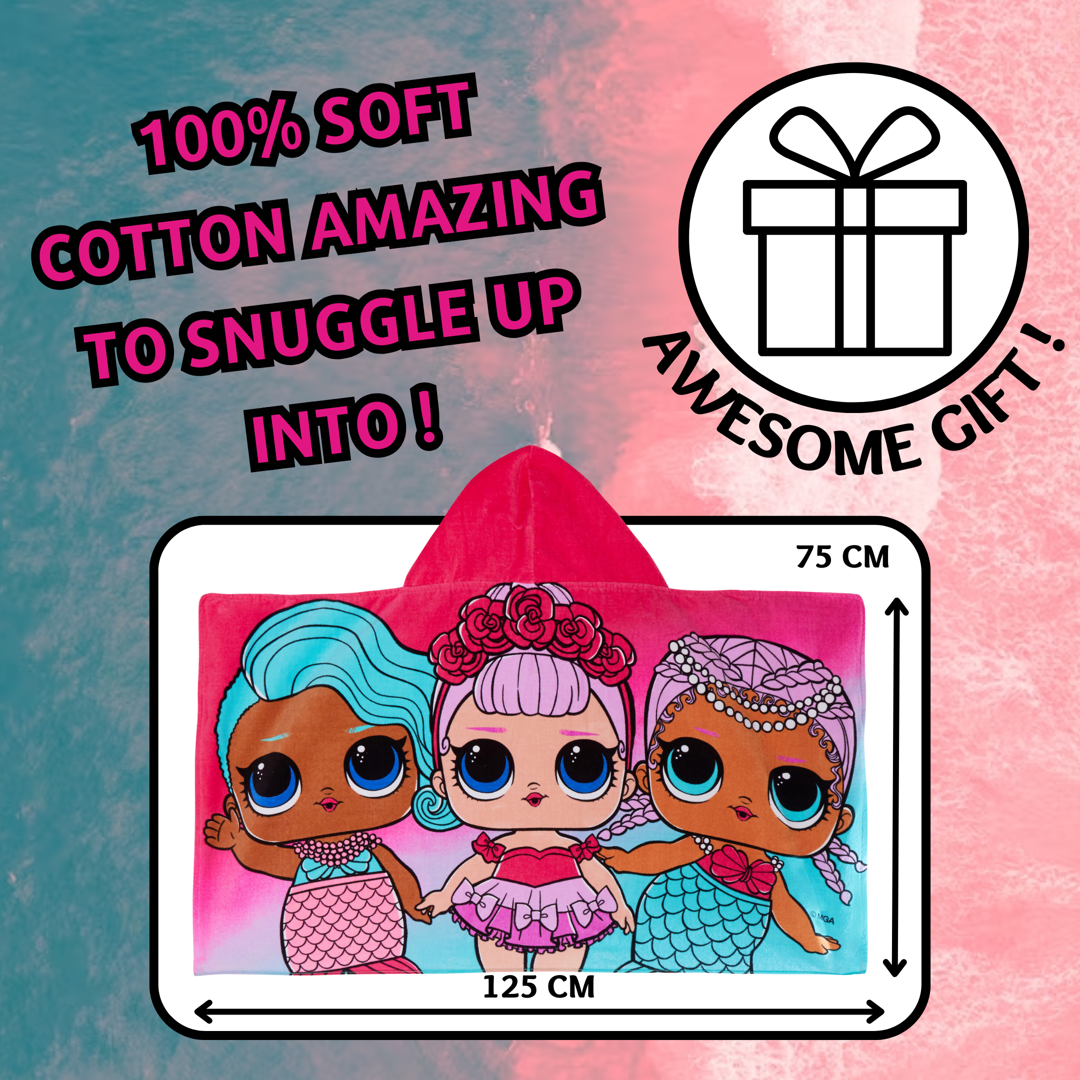 L.O.L Surprise! Dolls Hooded Towel Girls Poncho Cottton Beach Towel Bath Towel