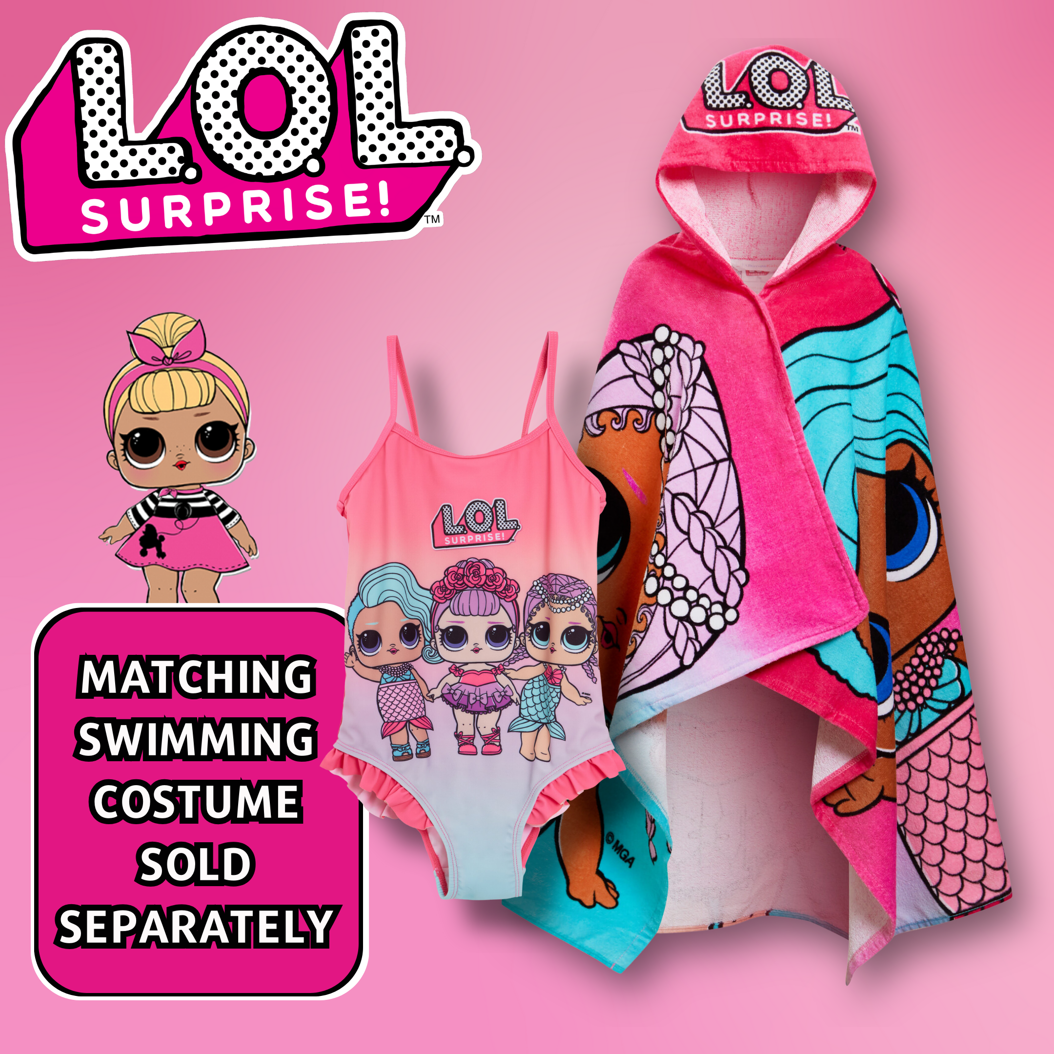 L.O.L Surprise! Dolls Hooded Towel Girls Poncho Cottton Beach Towel Bath Towel