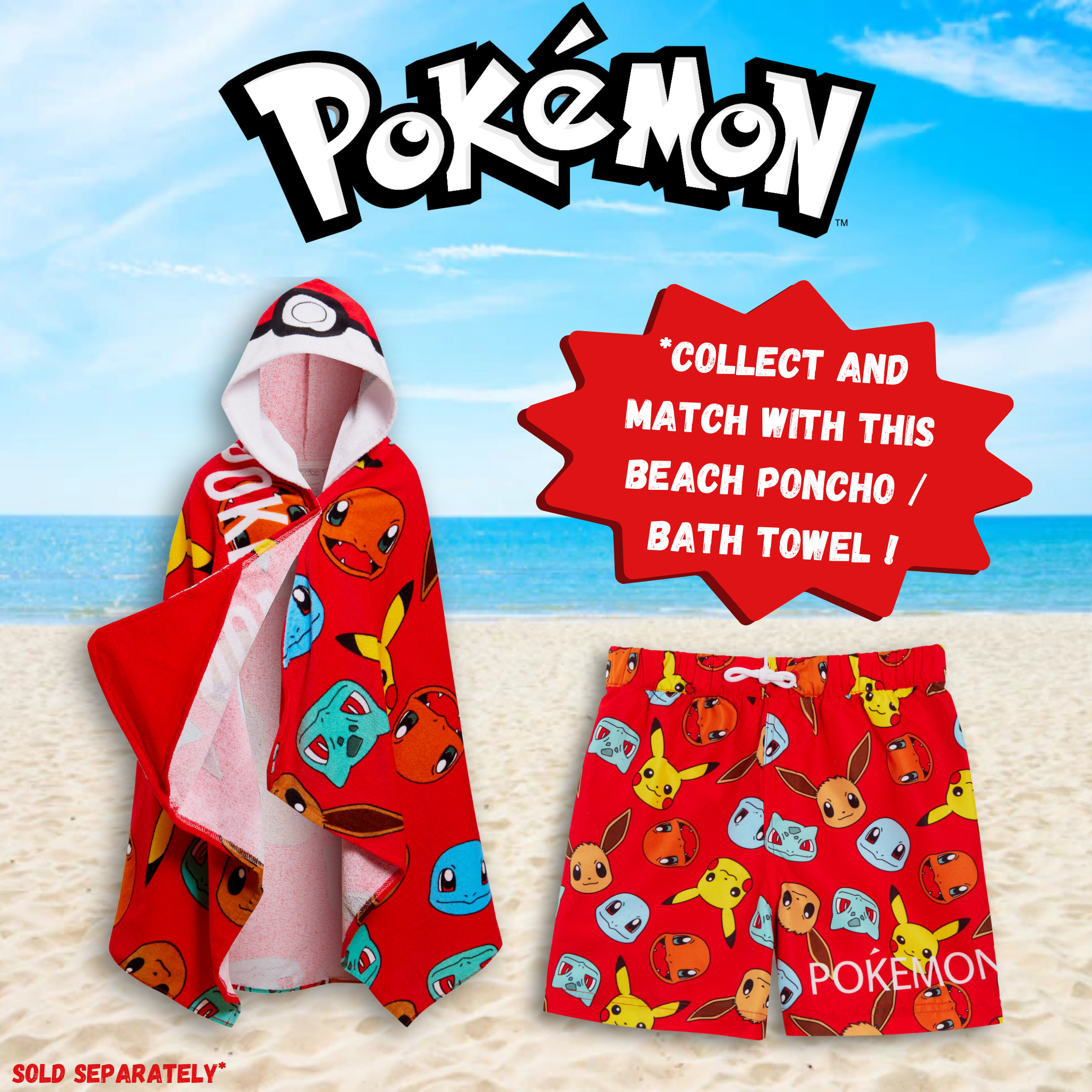 Boys Pokemon Swim Shorts Kids Pikachu Swimming Trunks Holiday Beach Pool Shorts