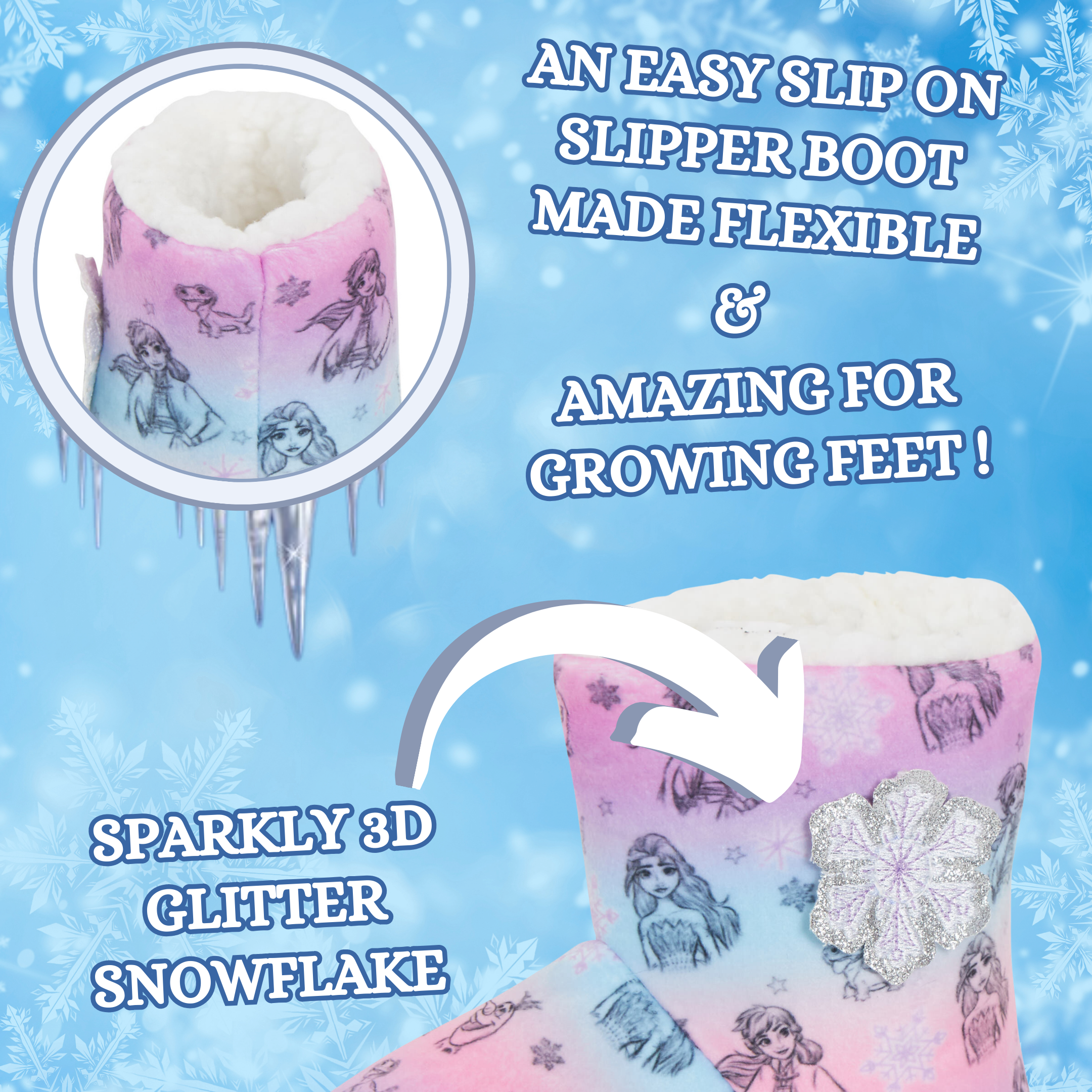 Girls Disney Frozen Slipper Boots Elsa Anna Slippers Warm Fleece Booties Gift