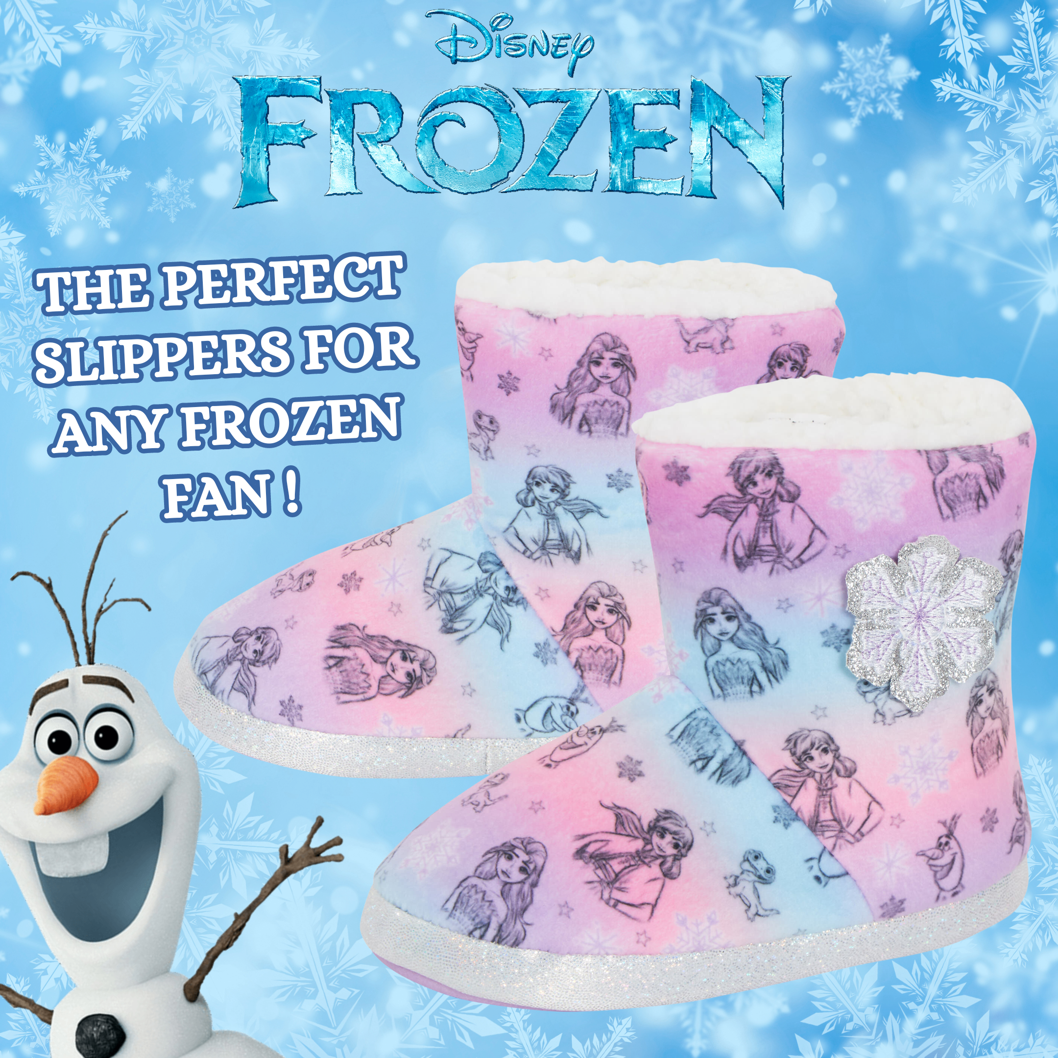 Girls Disney Frozen Slipper Boots Elsa Anna Slippers Warm Fleece Booties Gift