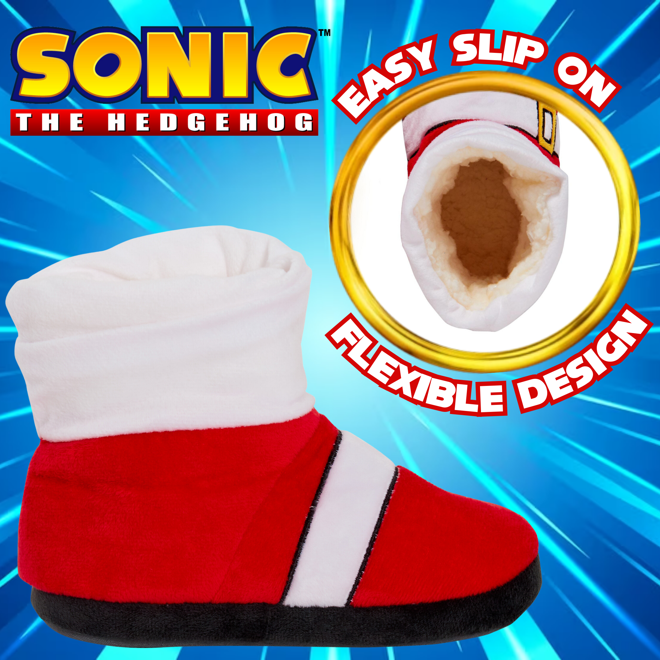 Sonic The Hedgehog Slipper Boots Kids Slippers Dress Up Gamer Fleece House Shoes