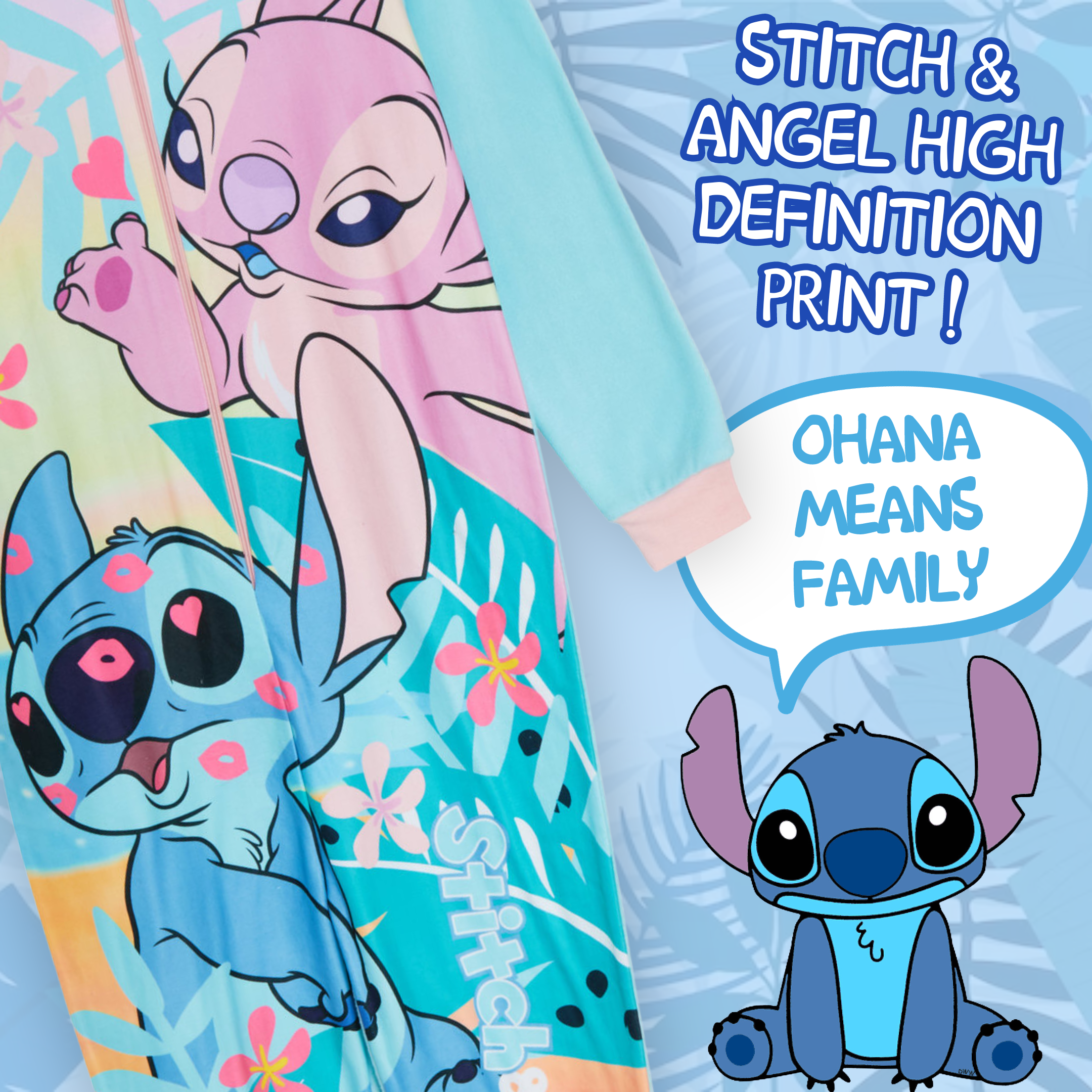 Disney Stitch And Angel Onesie All In One Pyjamas For Kids Lilo Fleece Pjs Nightwear
