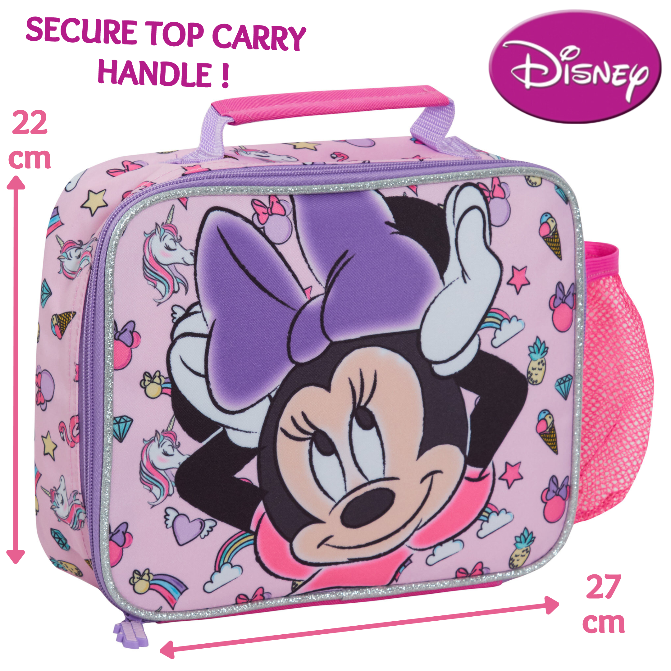 Disney Minnie Mouse Lunch Bag Bottle Holder Nursery Insulated Cooler Lunchbox
