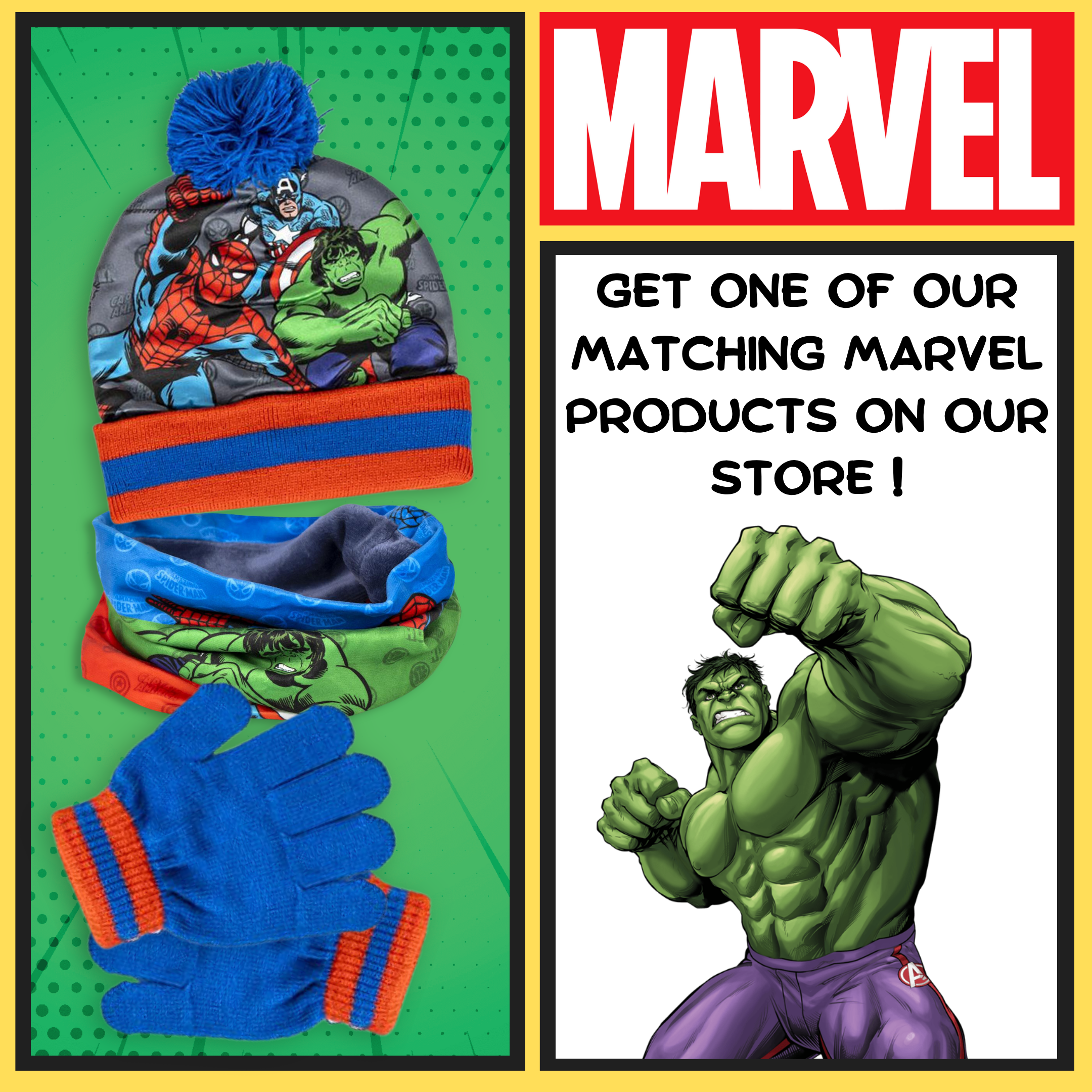 Boys Avengers Hat + Snood Scarf + Gloves Winter 3 Piece Set Kids Marvel Gift