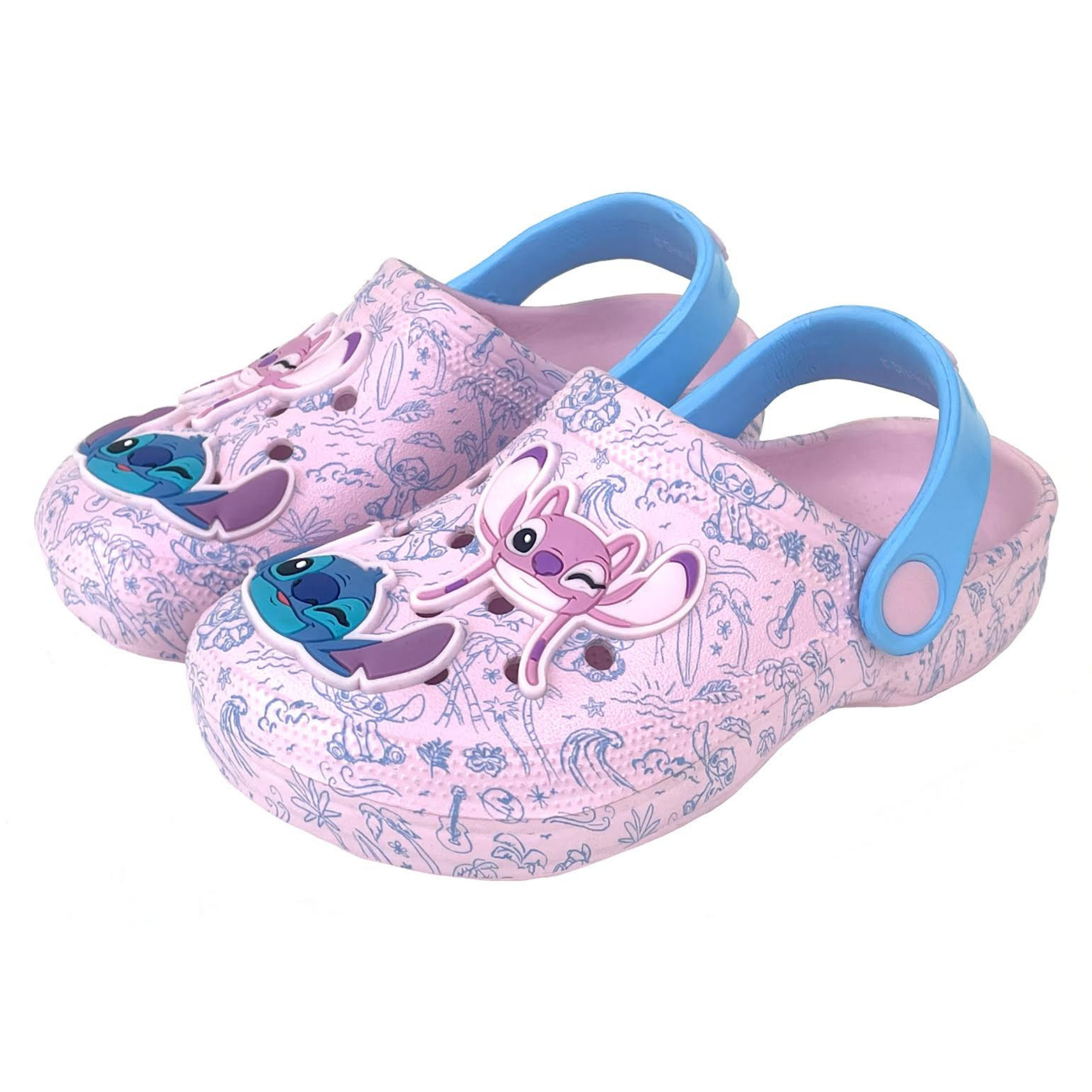 Girls Disney Stitch Clogs Sandals + Charms Kids Angel Summer Sliders Beach Shoes