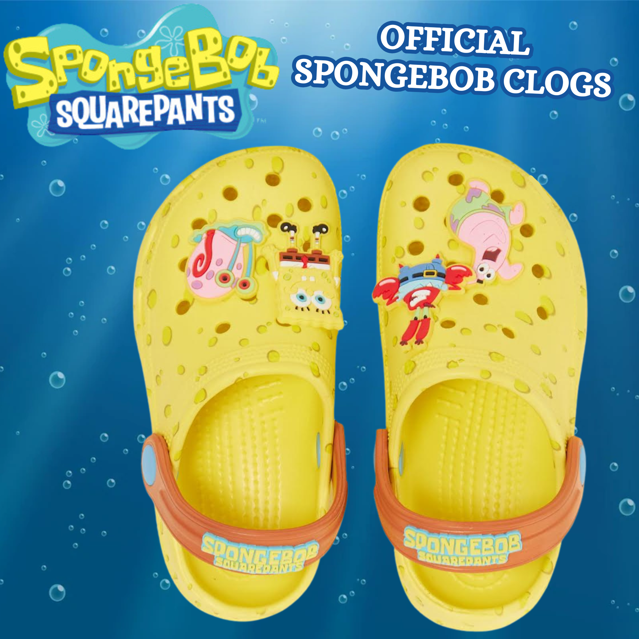 SpongeBob SquarePants Clogs with Charms Sandals Kids Summer Sliders Beach Shoes