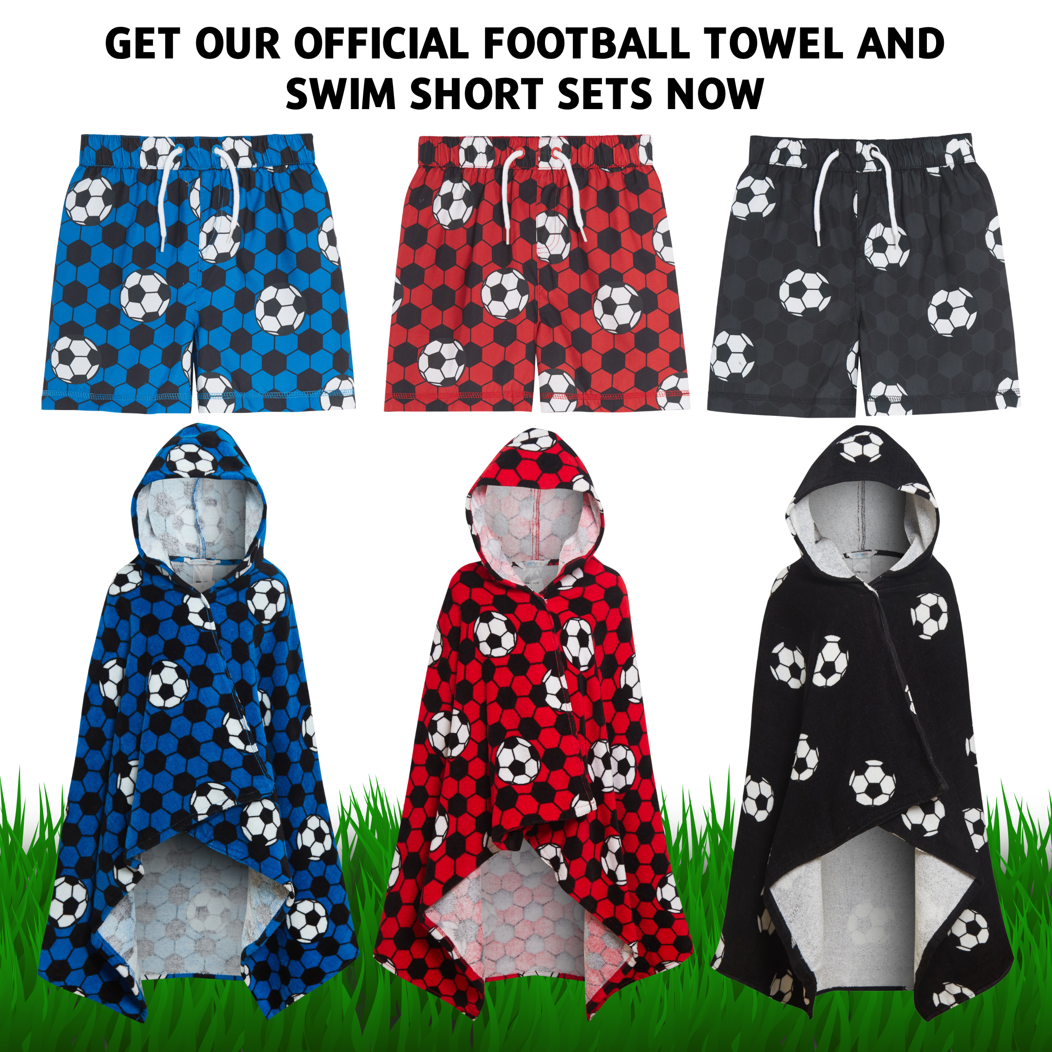 Kids Football Hooded Towel Girls Boys Poncho Beach Towel Bath Towel Swimming Wrap Changing Robe