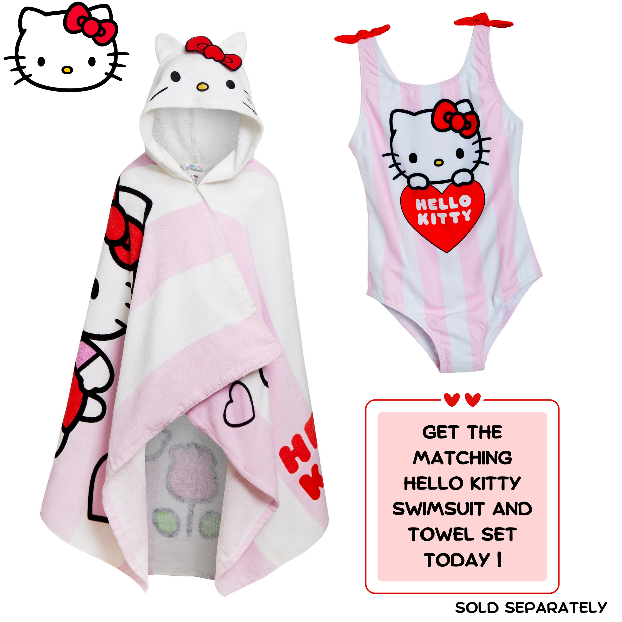 Girls Hello Kitty Swimming Costume Kids Kitten Swimwear One Piece Swimsuit Pool