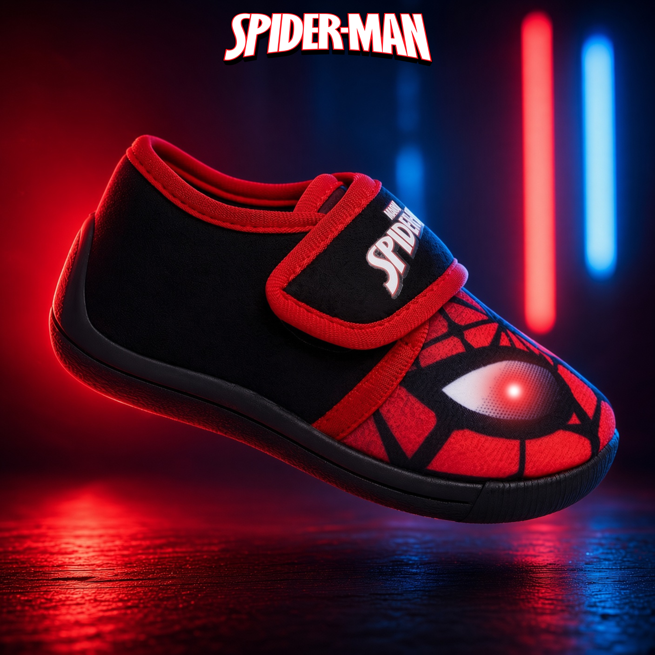 Boys Spiderman Slippers Kids Easy Fasten Non Slip Marvel Slipper House Shoes