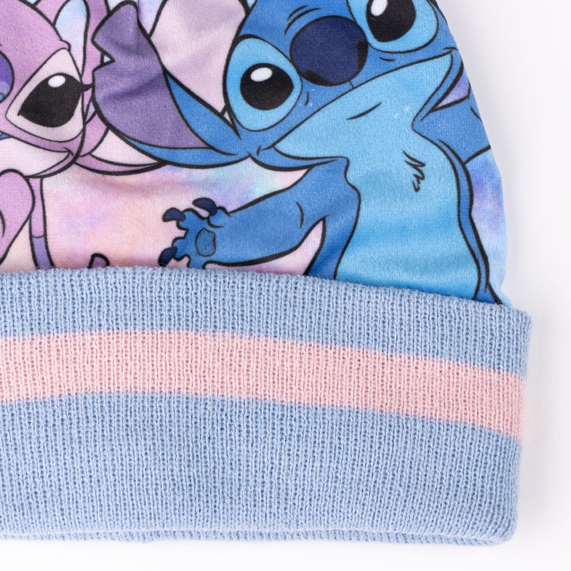 Disney Stitch & Angel Bobble Hat Snood Scarf + Gloves Set Girls 3 Pc Winter Set
