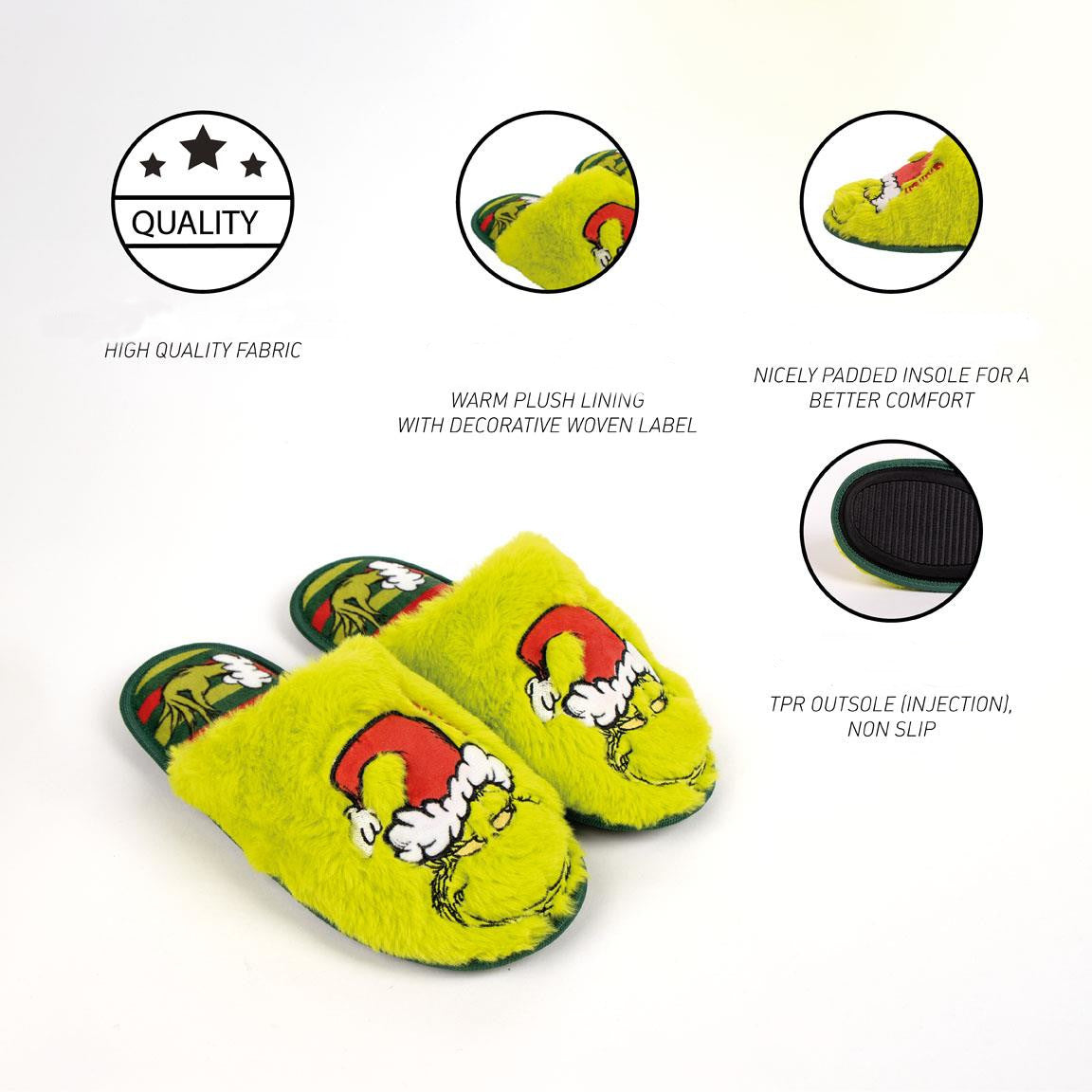 The Grinch Slippers Novelty Mules Slipper Adults Teens Slip On House Shoes Gift