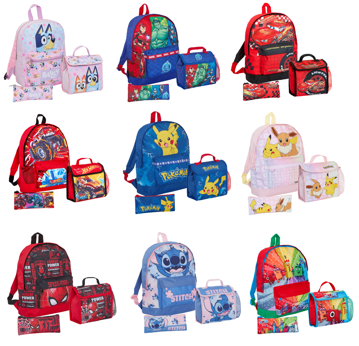 Disney Cars Backpack + Lunch Bag + Pencil Case 3 Piece Lightning School Bag Set