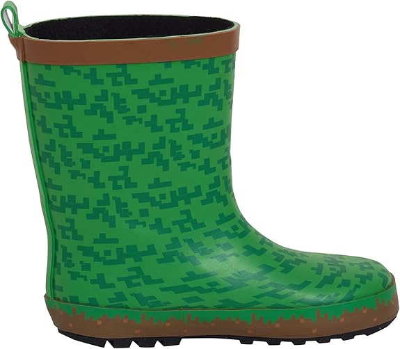 Boys Minecraft Rubber Wellingtons Kids Gamer Wellington Boots Rain Wellies Wellys
