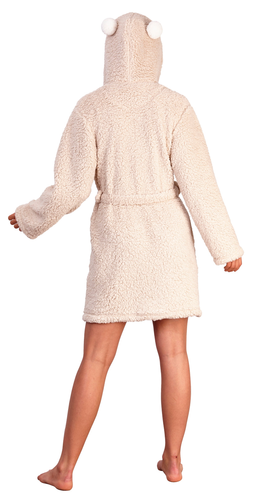 Womens Luxury Sherpa Teddy Bear Dressing Gown 3D Hooded Robe Ladies Housecoat