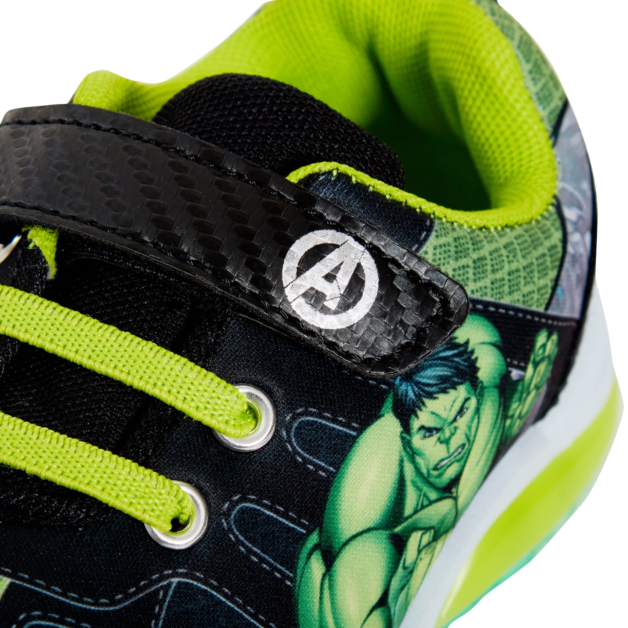Boys Incredible Hulk Light Up Trainers Kids Marvel Avengers Skate Shoes Sneakers