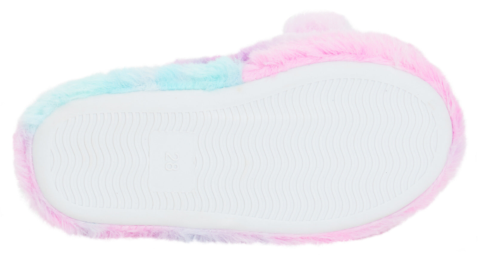 Girls Rainbow Heart Slippers Kids Slip On Mules Open Back Faux Fur House Shoes