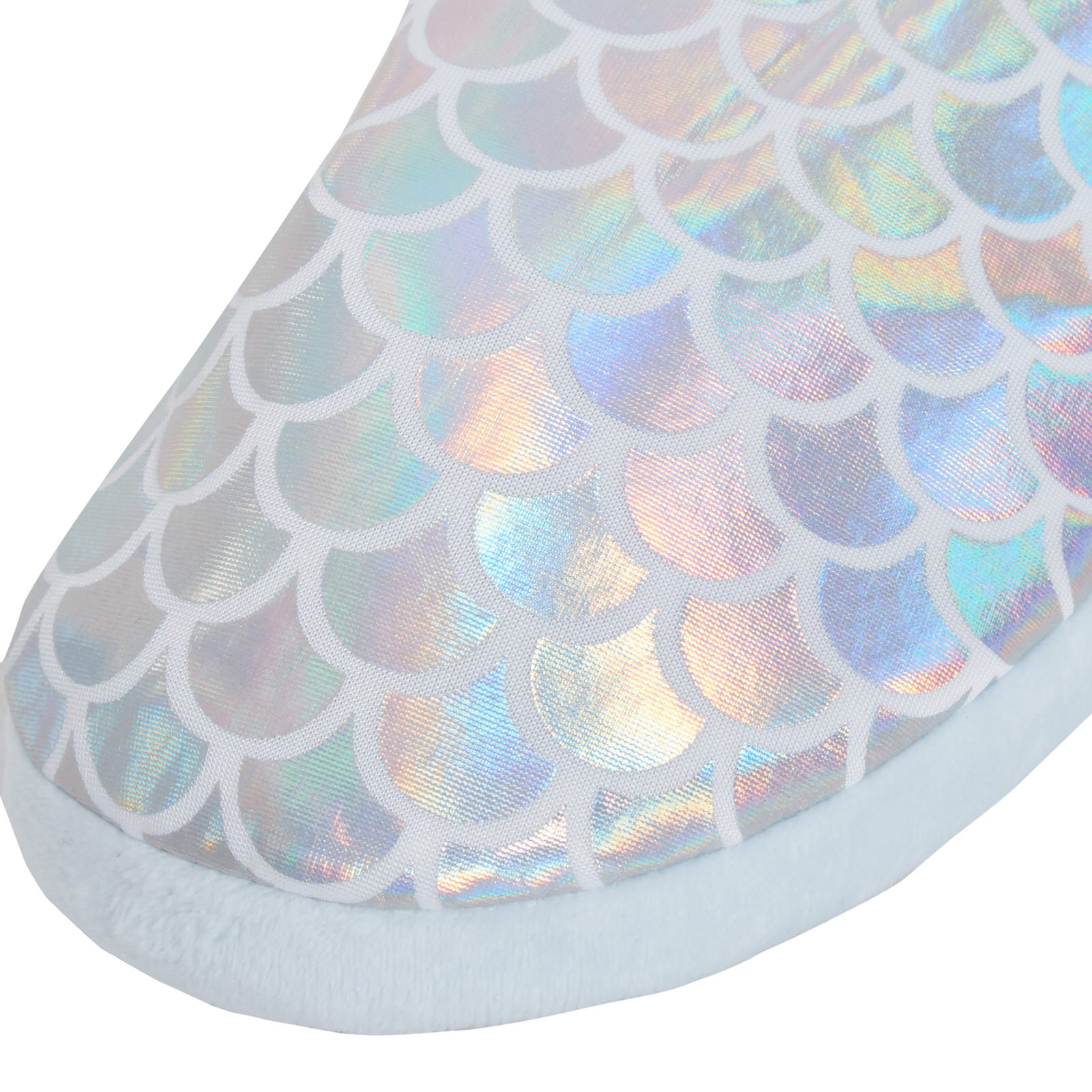 Girls Open Back 3D Mermaid Slippers Teens Metallic Glitter Novelty House Shoes