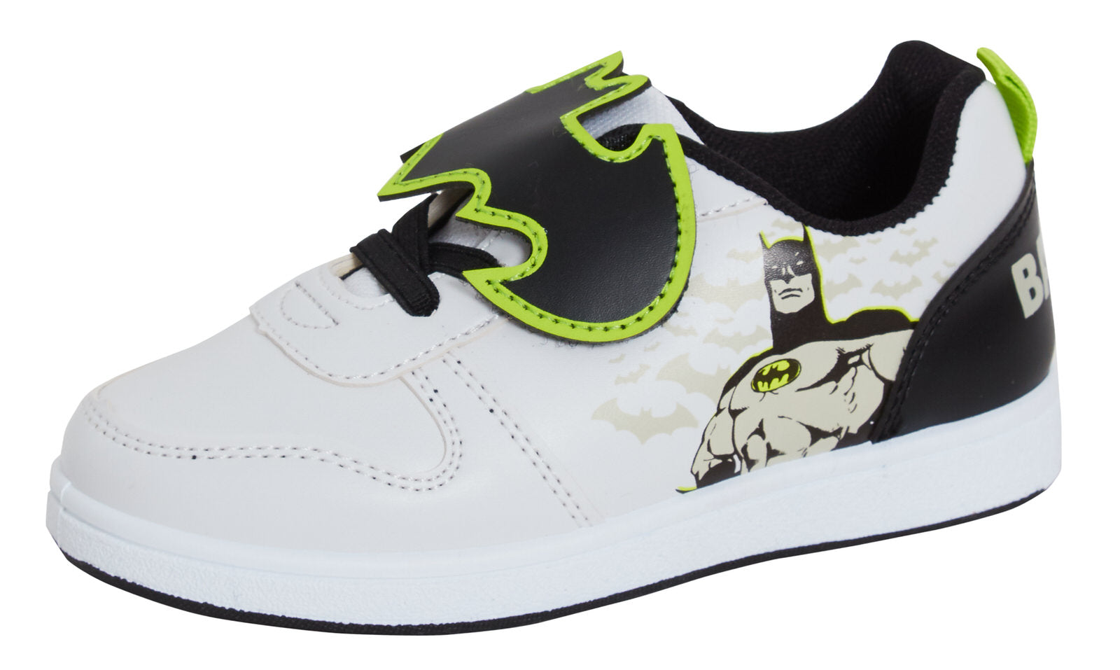 Boys Batman Sports Trainers Kids DC Comics Touch Fasten White Casual Skate Shoes