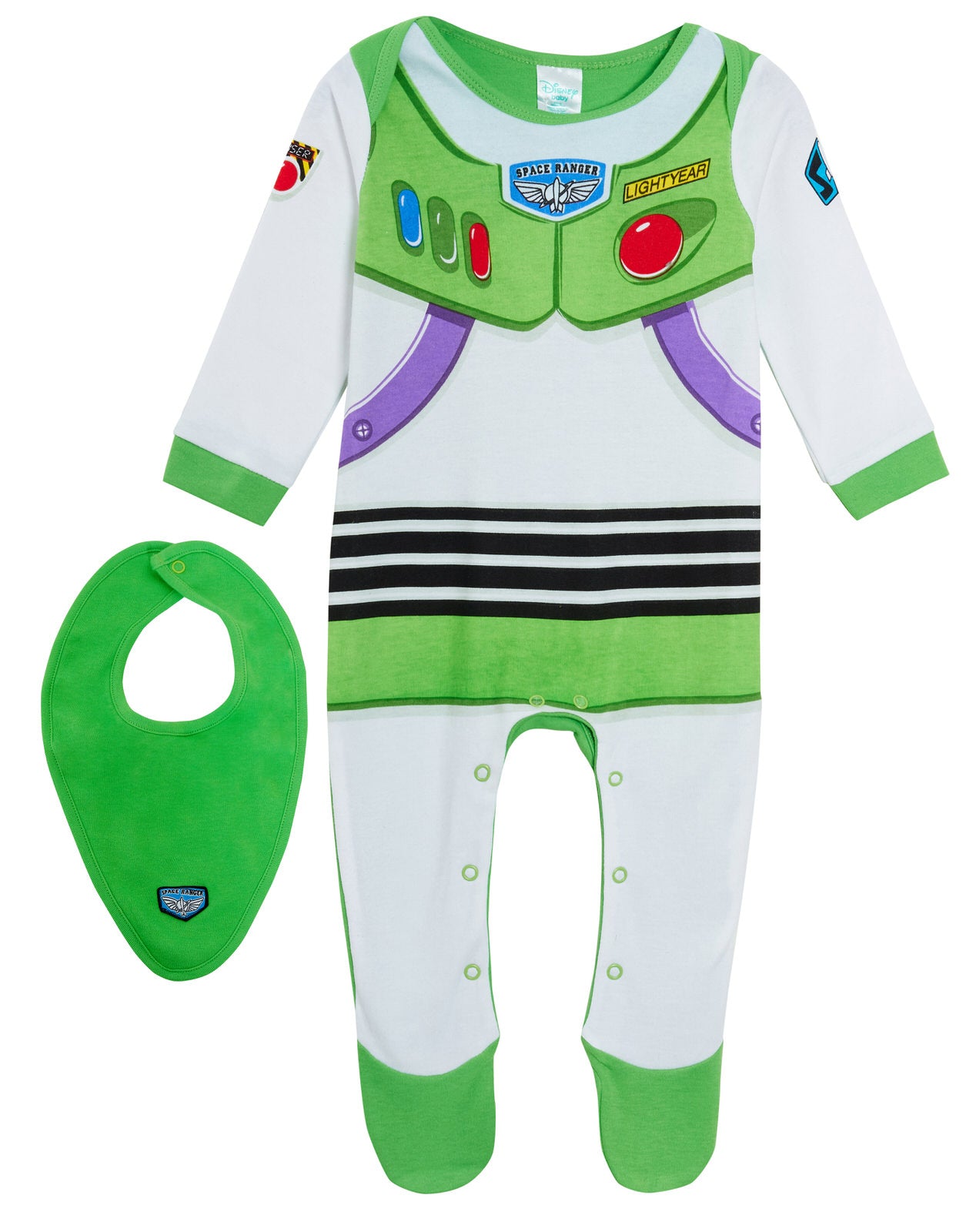 Baby Boys Disney Toy Story 4 Buzz Lightyear Babygrow + Bandanna Bib Gift Set