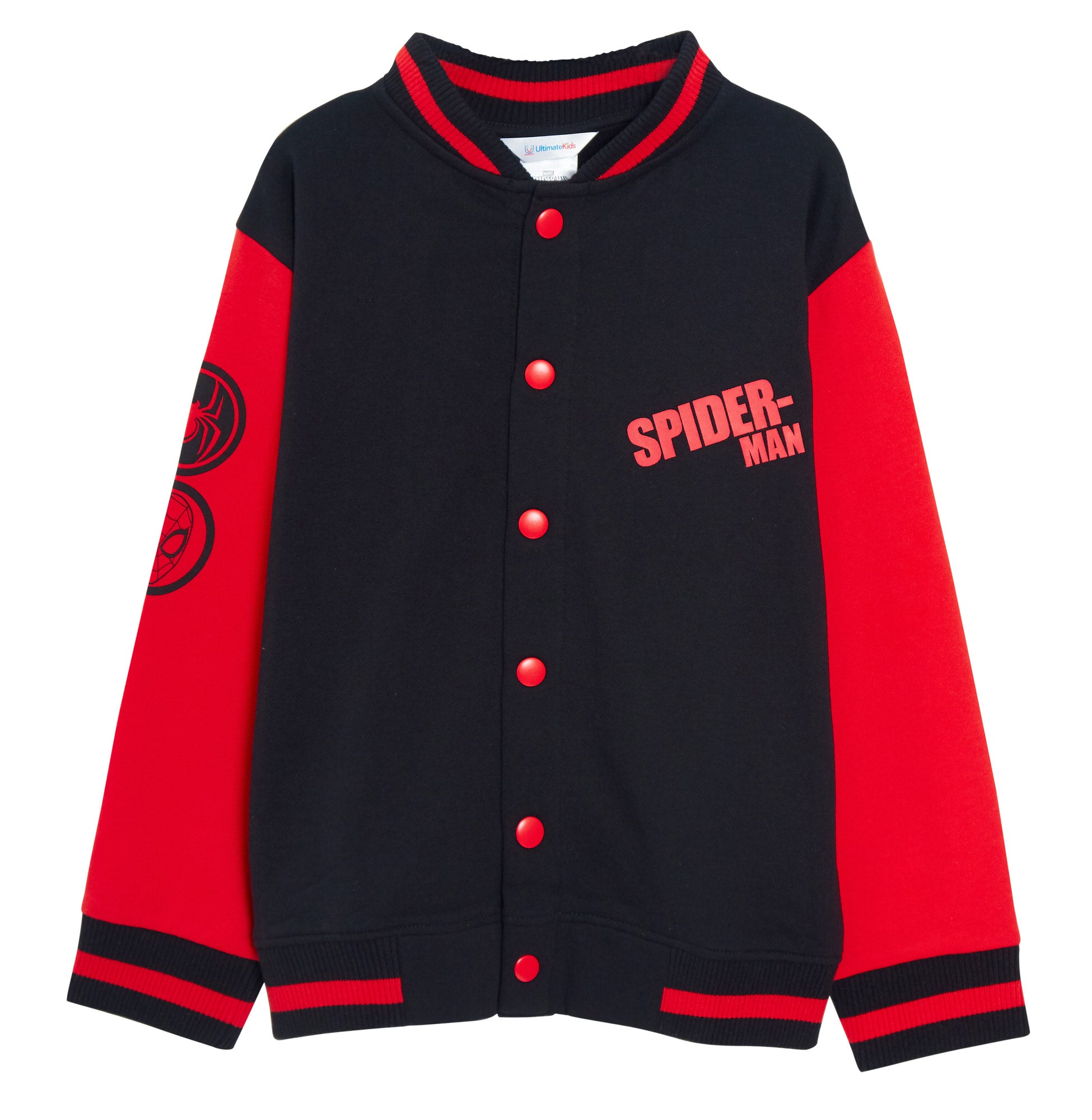 Boys Spiderman Varsity Jacket Glow in the Dark Eyes Marvel Spidey Bomber Jacket