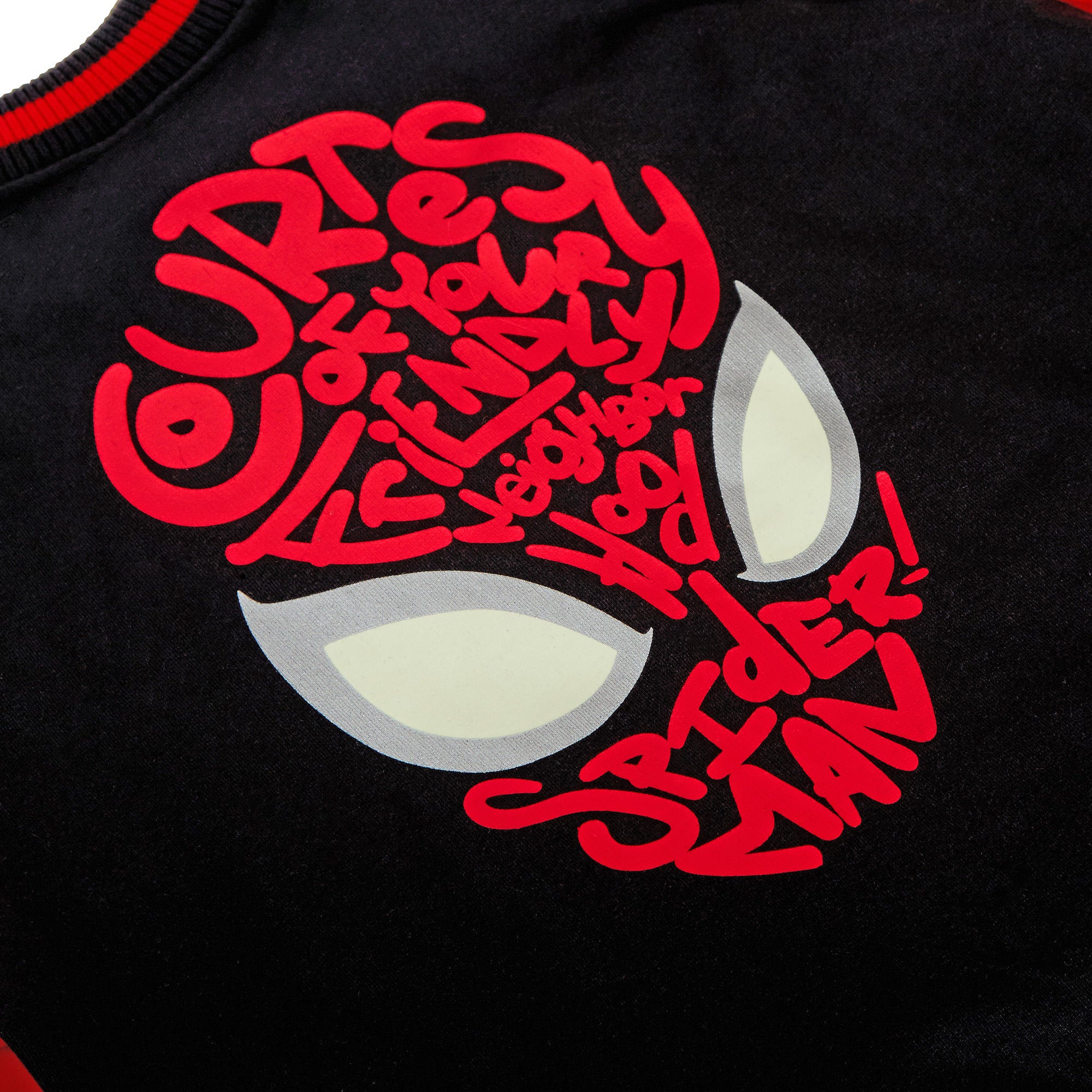 Boys Spiderman Varsity Jacket Glow in the Dark Eyes Marvel Spidey Bomber Jacket