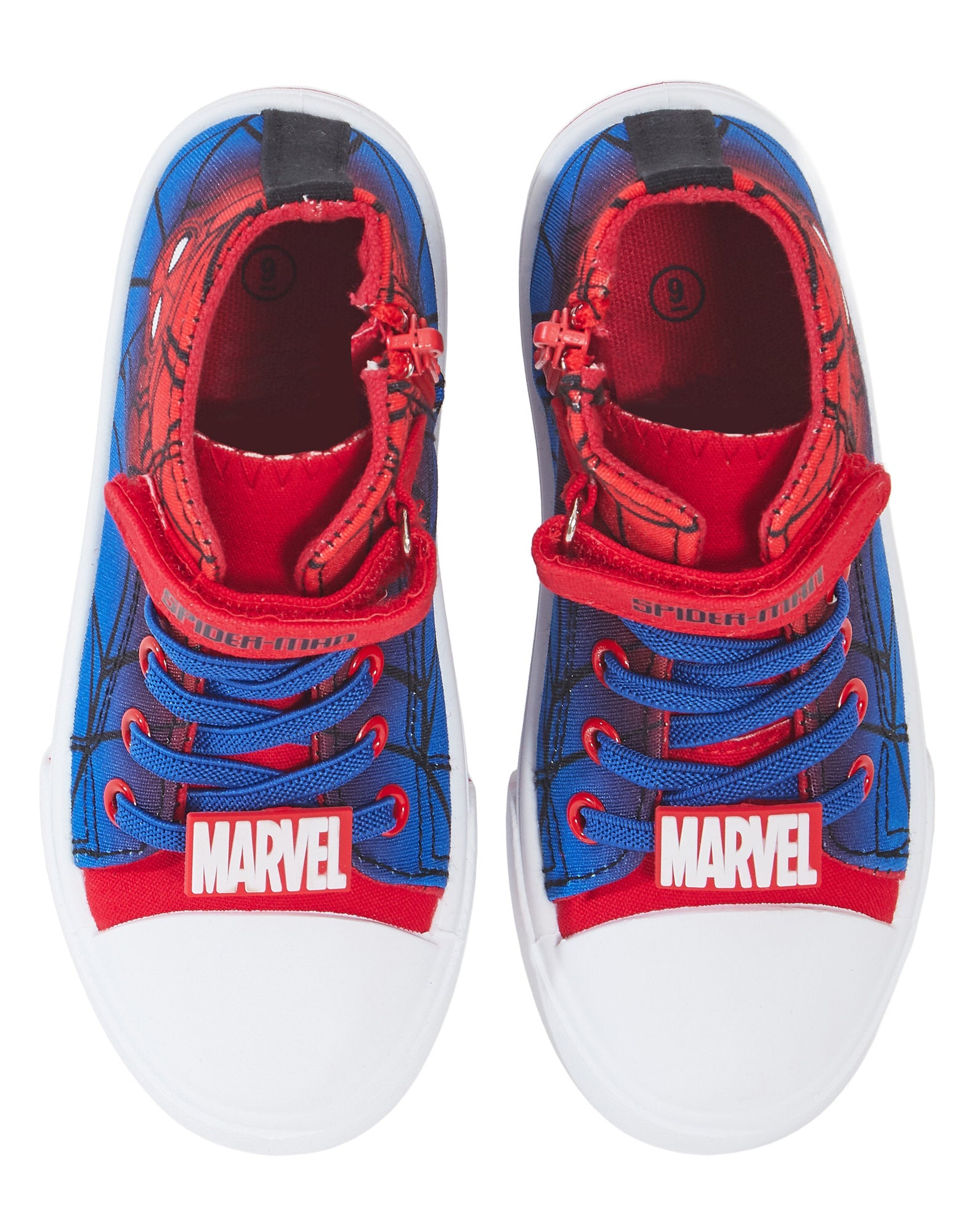 Boys Spiderman Canvas Hi Top Trainers Kids Marvel Sports Shoes Plimsolls Pumps