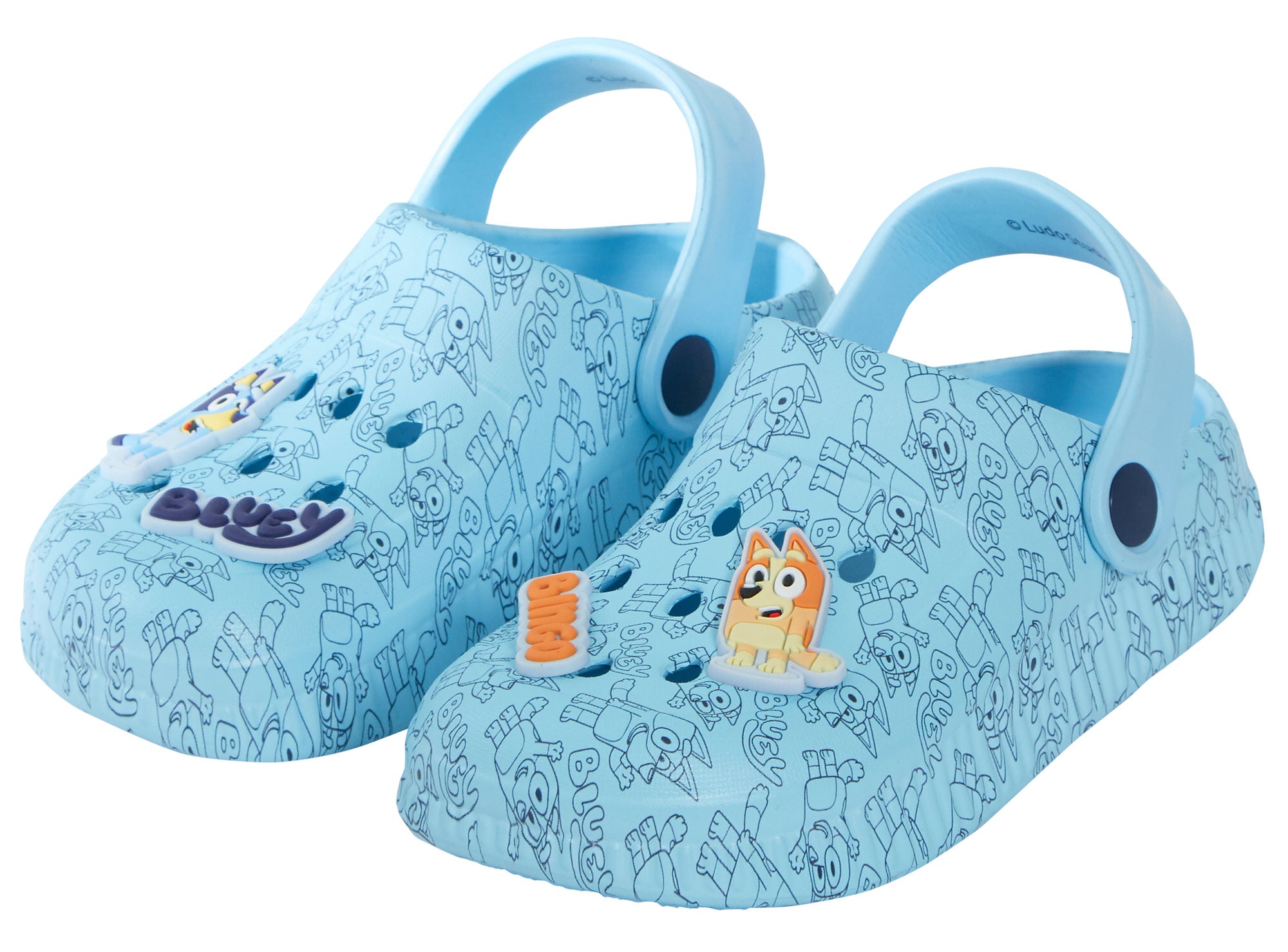 Girls Boys Bluey Clogs Sandals + Charms Kids Summer Sliders + Strap Beach Shoes