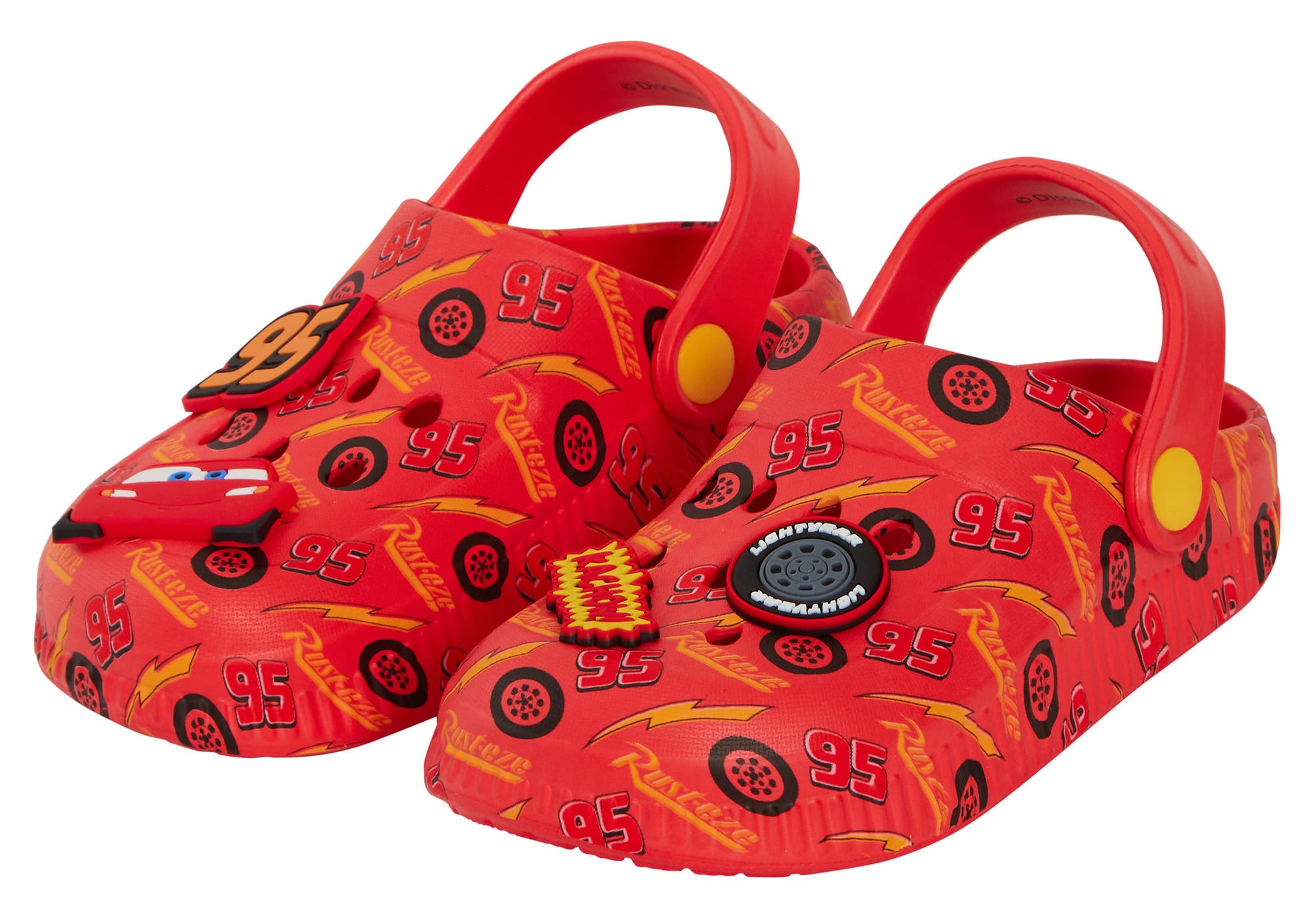 Boys Disney Cars Clogs + Charms Kids Sandals Lightning McQueen Sliders + Strap