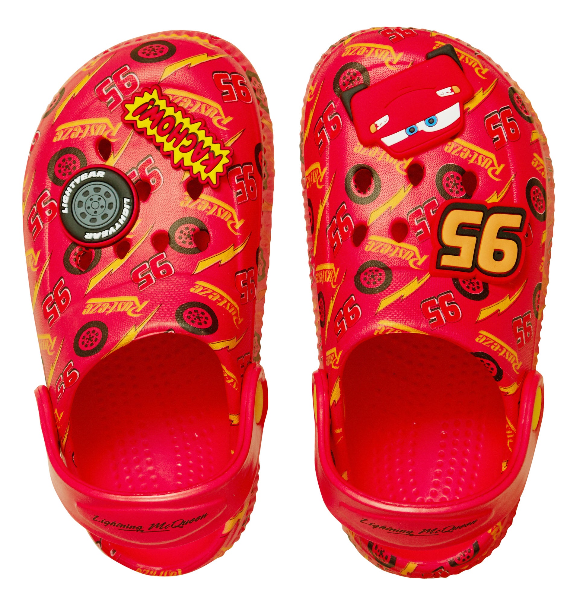 Boys Disney Cars Clogs + Charms Kids Sandals Lightning McQueen Sliders + Strap