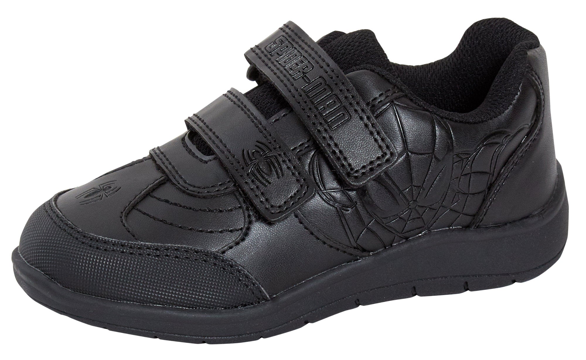 Spiderman Boys School Shoes For Kids Black Trainers Shoes Easy Touch Fastening